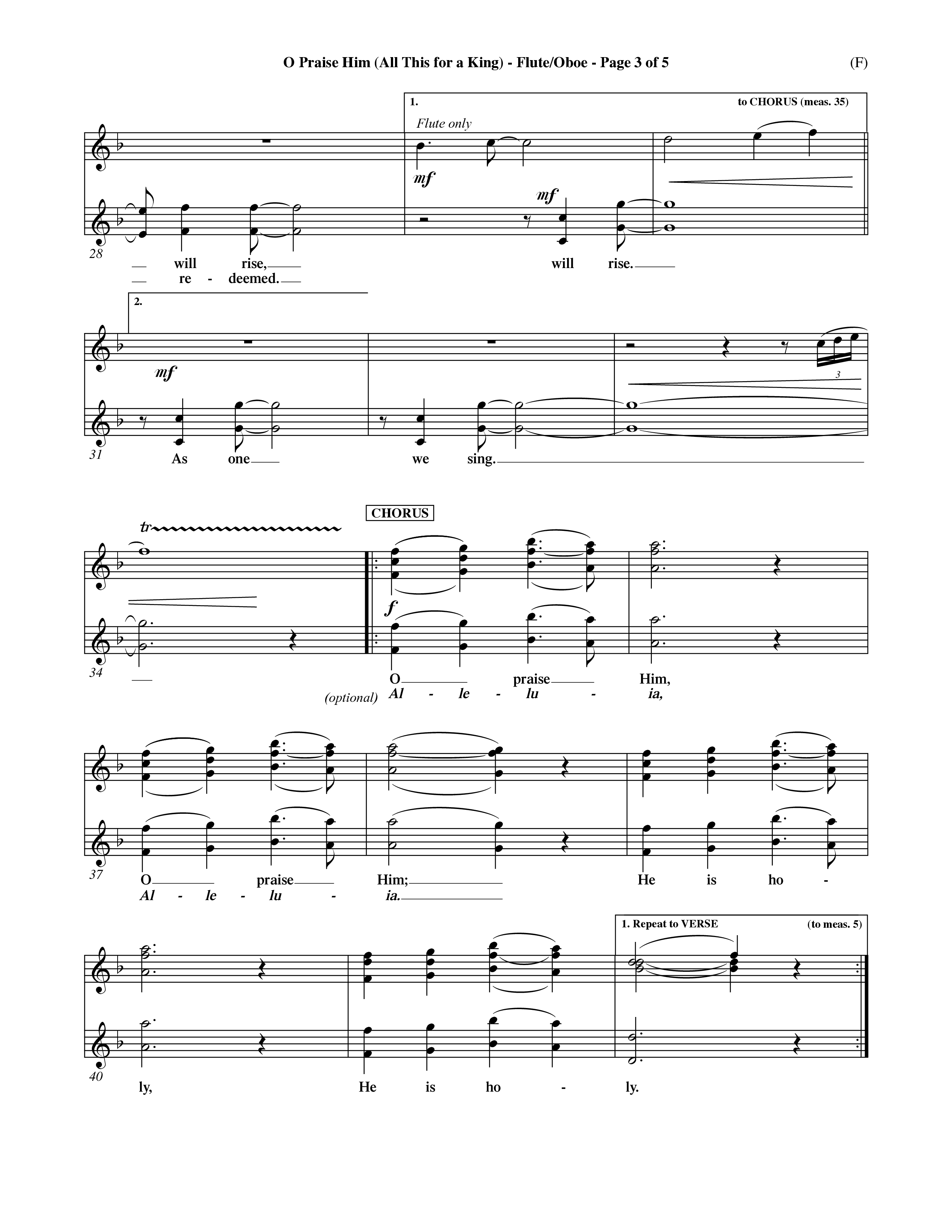 O Praise Him (Choral Anthem SATB) Flute/Oboe (Word Music Choral / Orch. David Winkler)