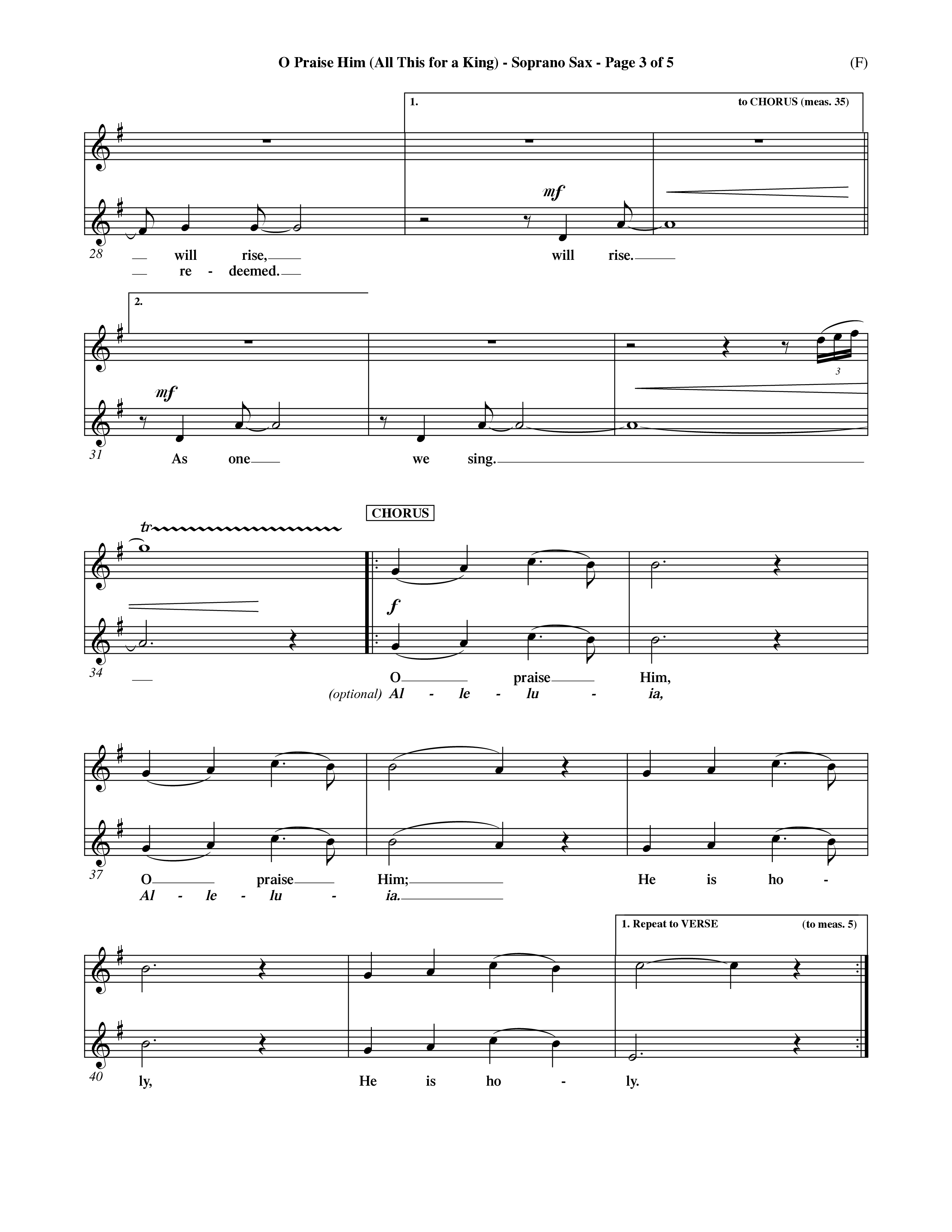 O Praise Him (Choral Anthem SATB) Saxophone (Word Music Choral / Orch. David Winkler)