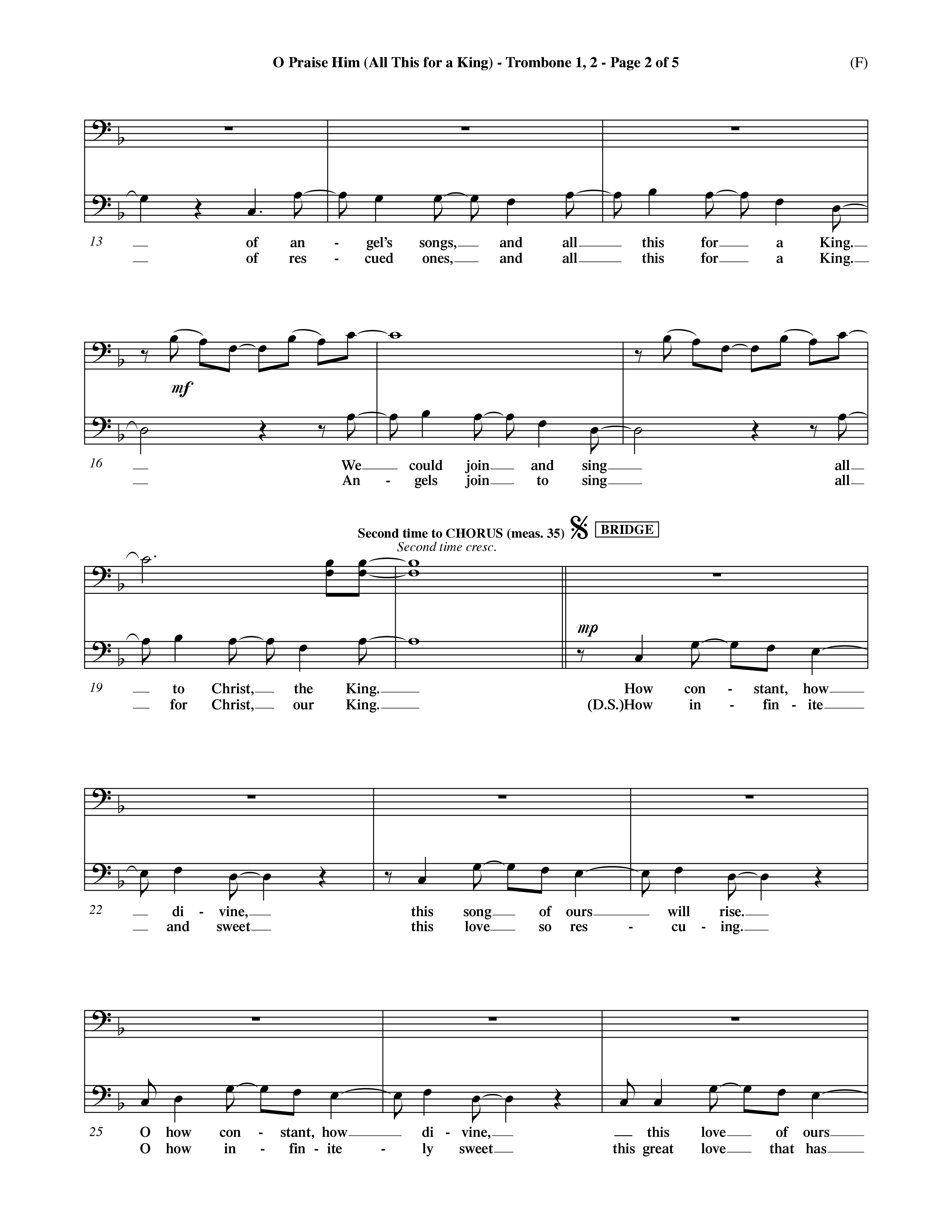 O Praise Him (Choral Anthem SATB) Trombone 1/2 (Word Music Choral / Orch. David Winkler)