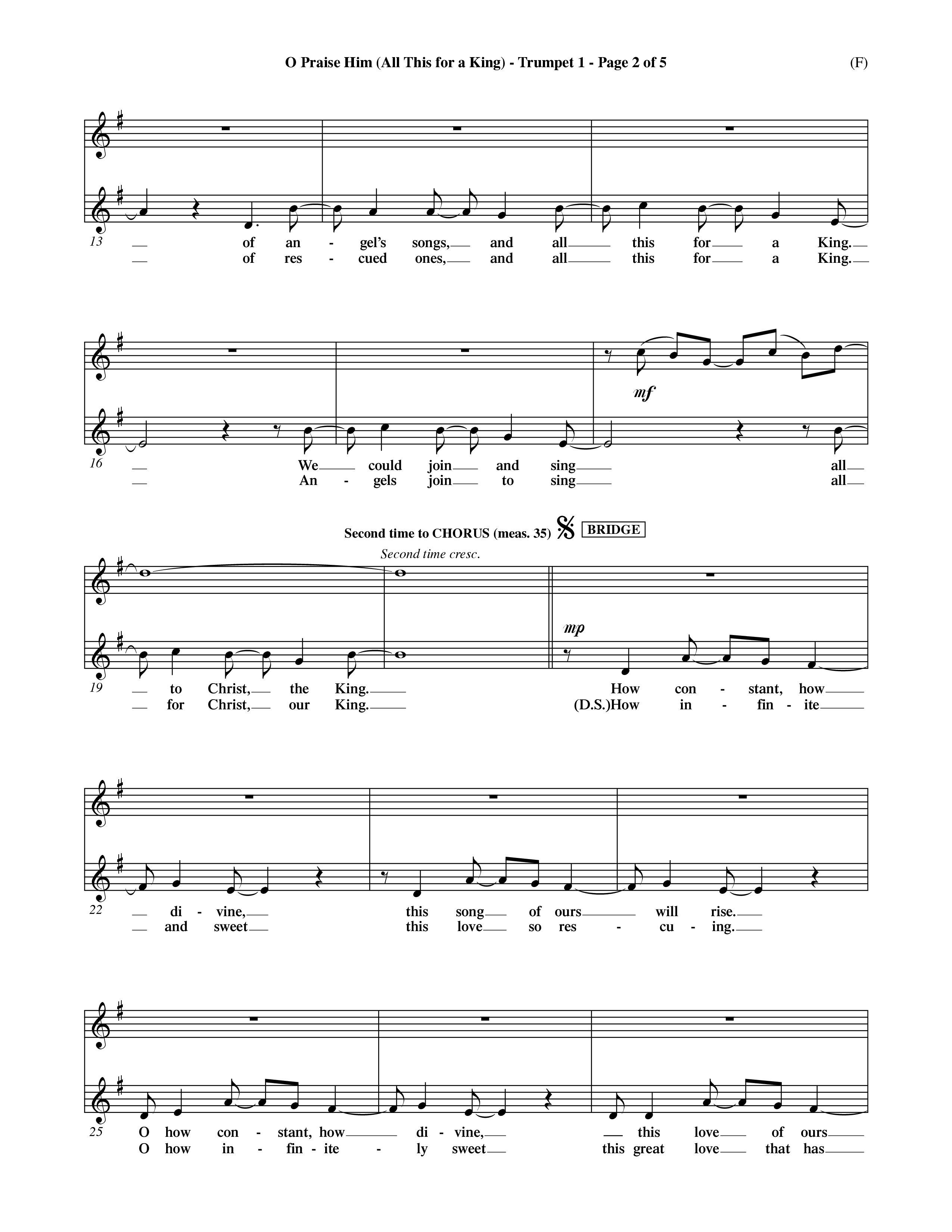 O Praise Him (Choral Anthem SATB) Trumpet 1 (Word Music Choral / Orch. David Winkler)