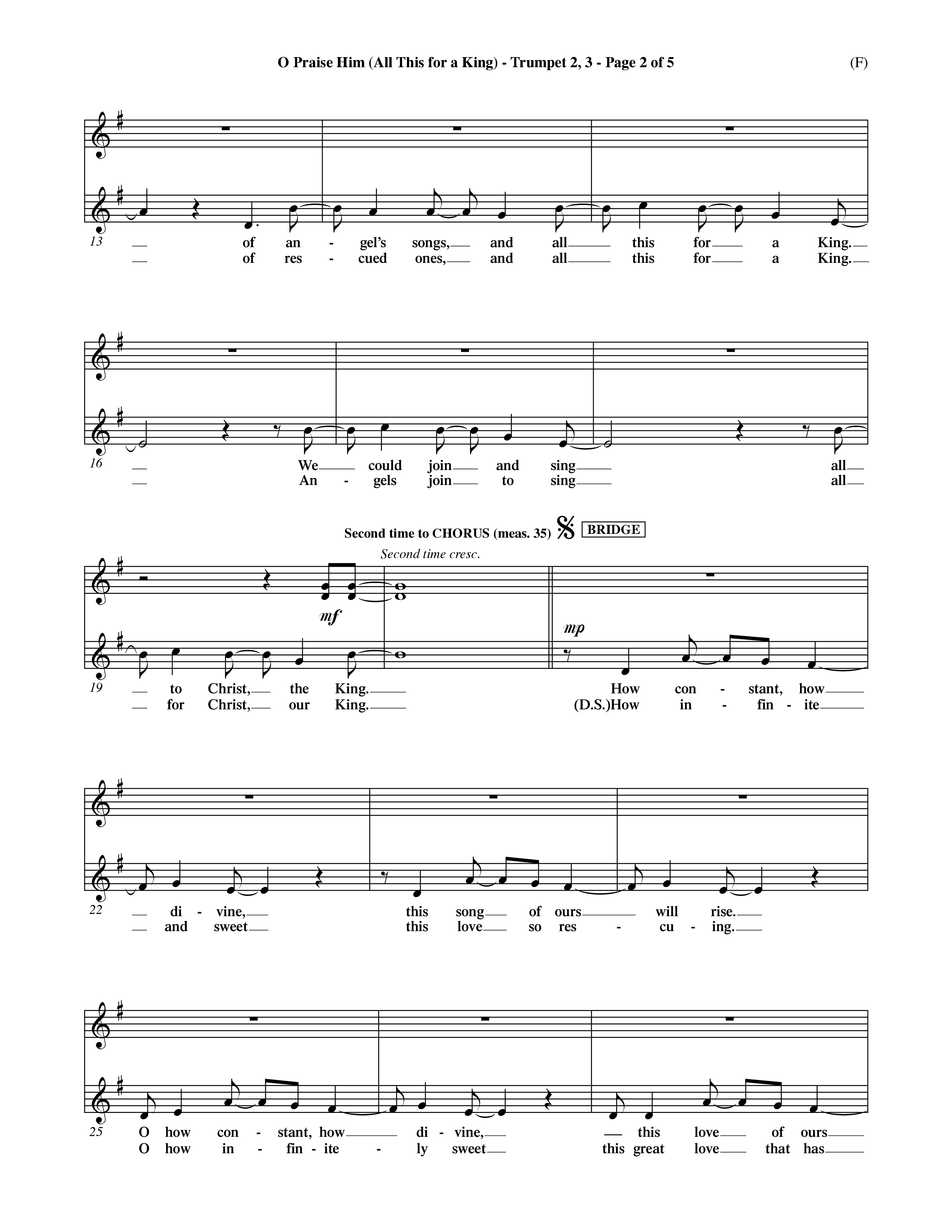 O Praise Him (Choral Anthem SATB) Trumpet 2/3 (Word Music Choral / Orch. David Winkler)