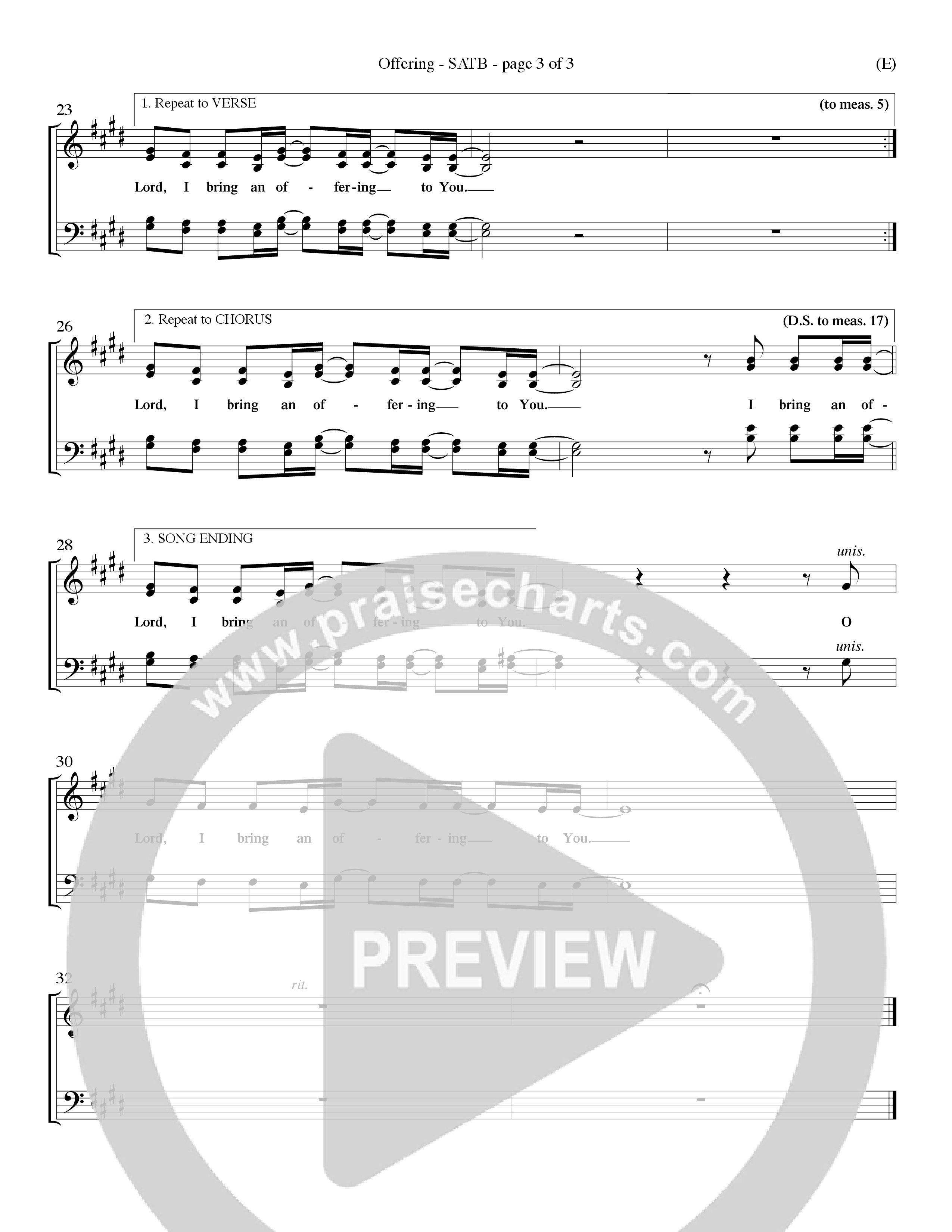 Offering (Choral Anthem SATB) Choir Sheet (SATB) (Word Music Choral / Orch. Dave Williamson)