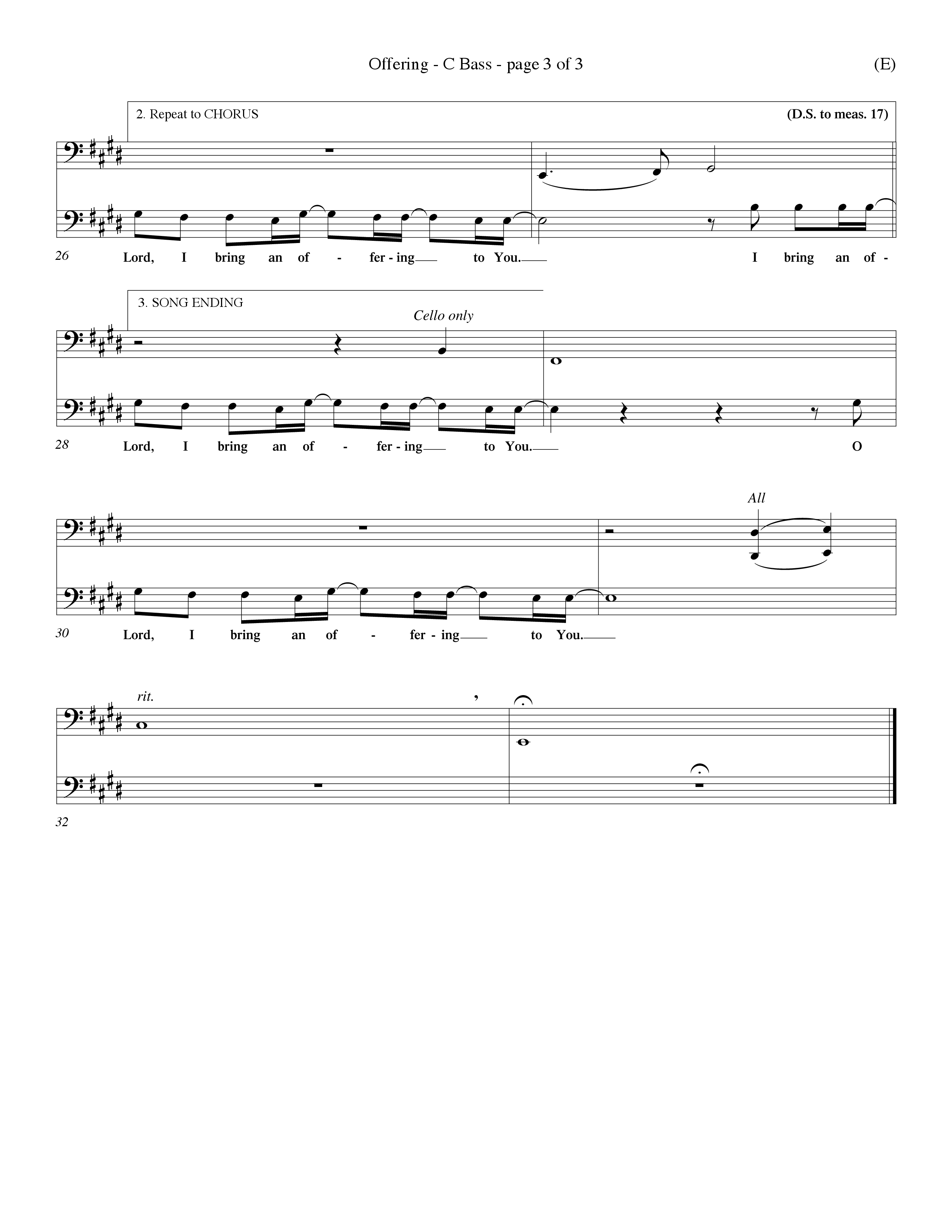 Offering (Choral Anthem SATB) Contrabass (Word Music Choral / Orch. Dave Williamson)