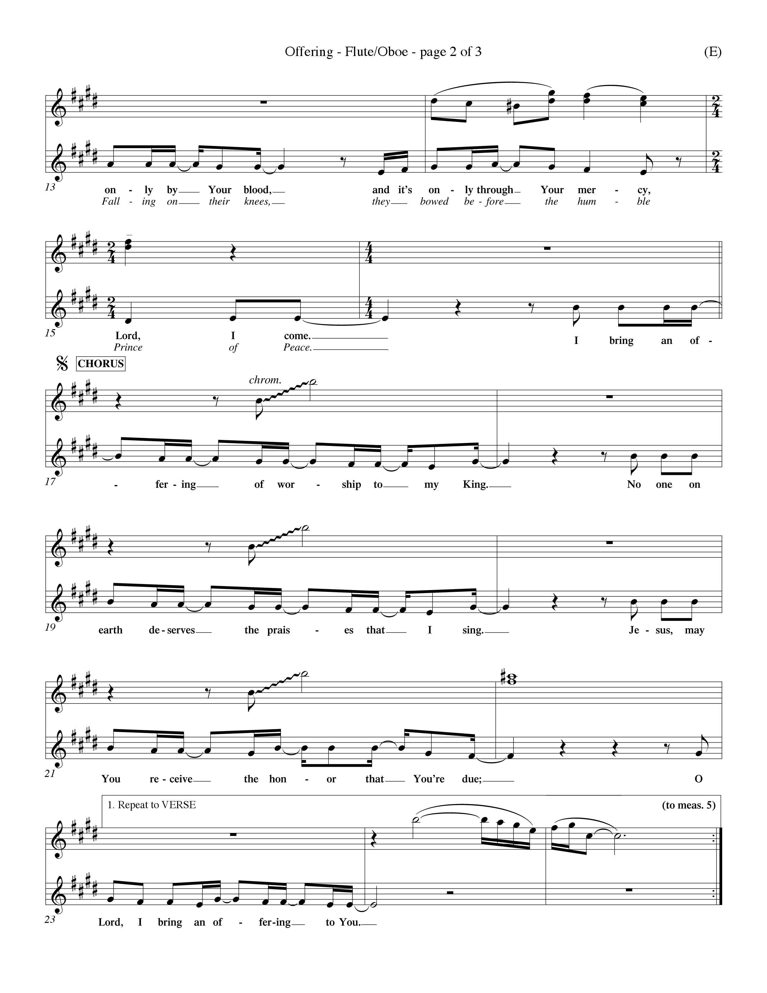 Offering (Choral Anthem SATB) Flute/Oboe (Word Music Choral / Orch. Dave Williamson)