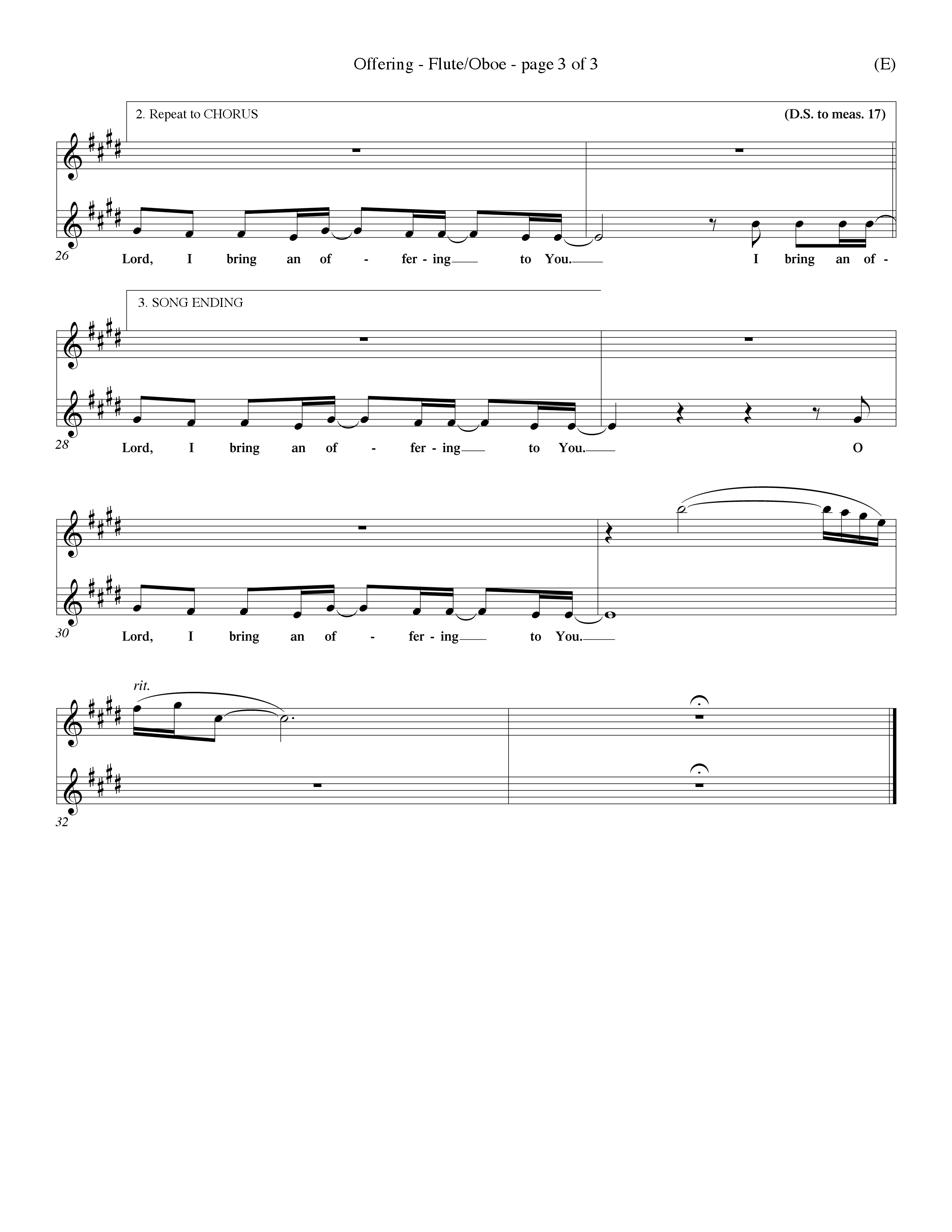 Offering (Choral Anthem SATB) Flute/Oboe (Word Music Choral / Orch. Dave Williamson)