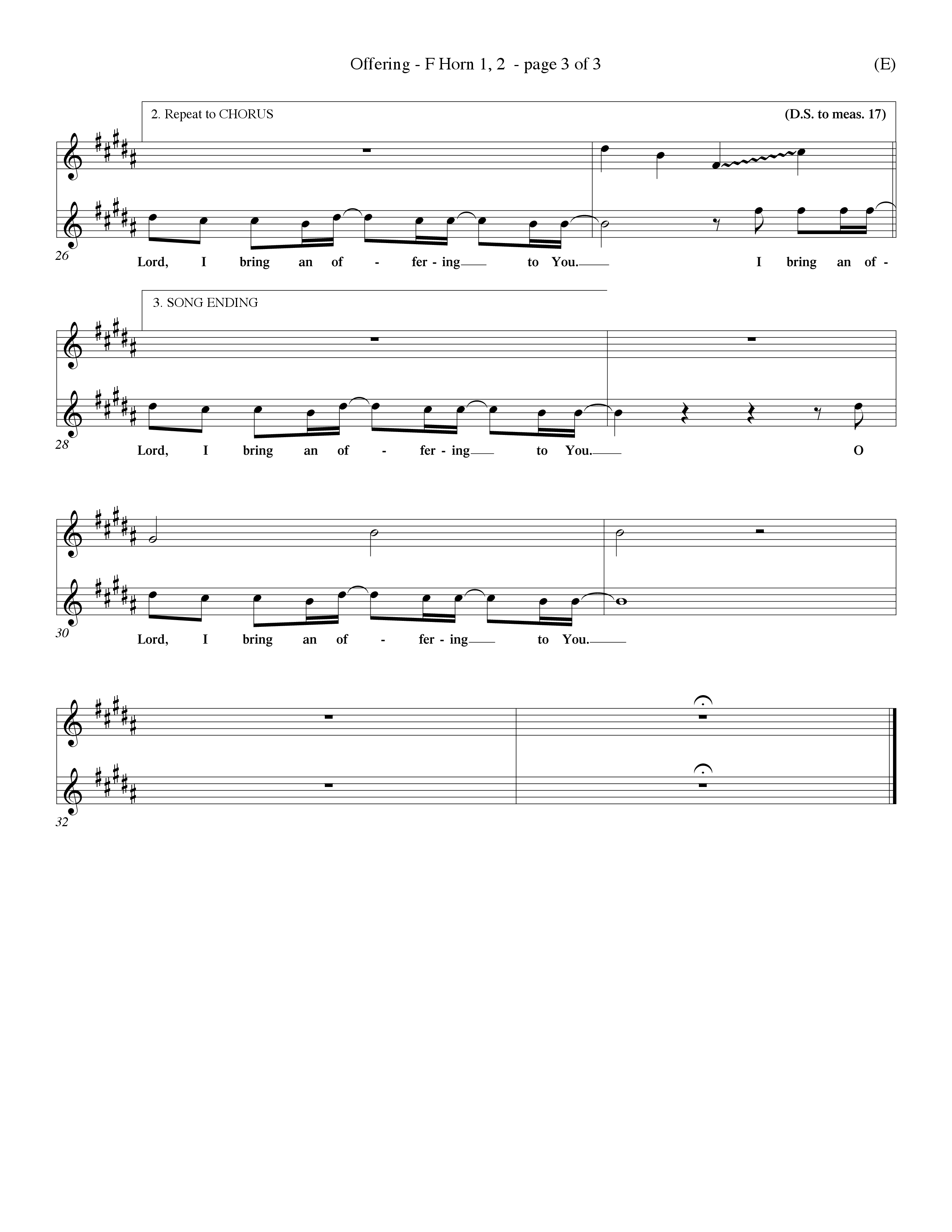 Offering (Choral Anthem SATB) French Horn (Word Music Choral / Orch. Dave Williamson)