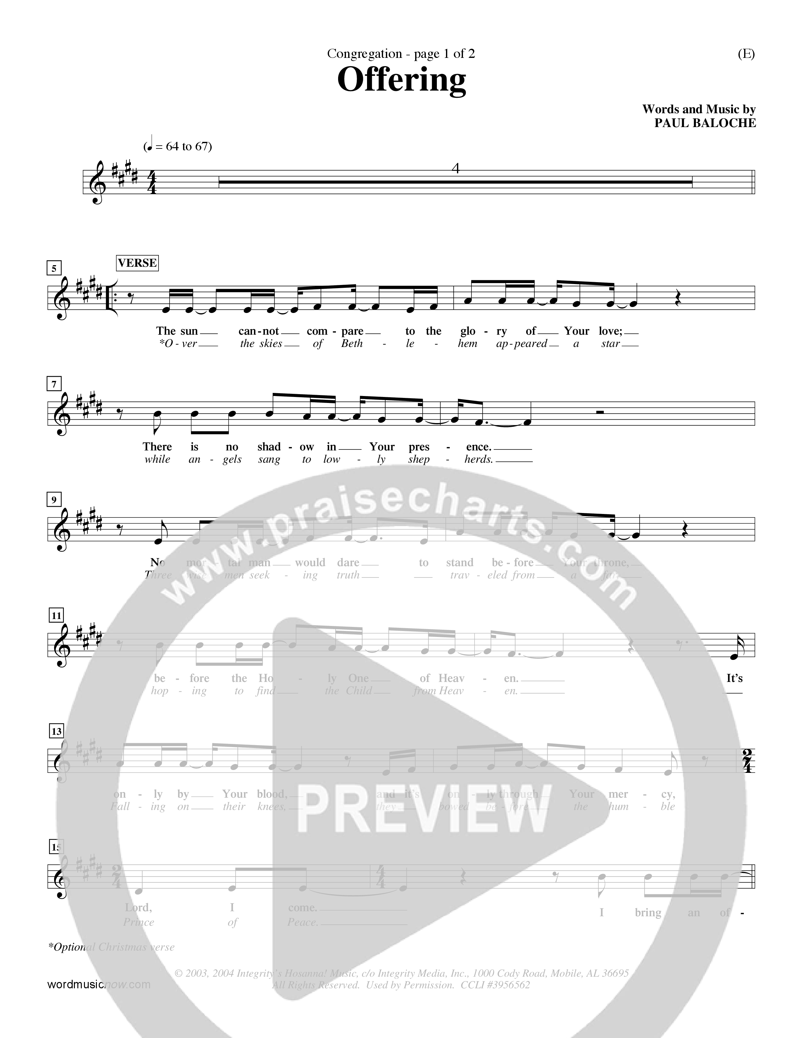 Offering (Choral Anthem SATB) Rhythm Pack (Word Music Choral / Orch. Dave Williamson)