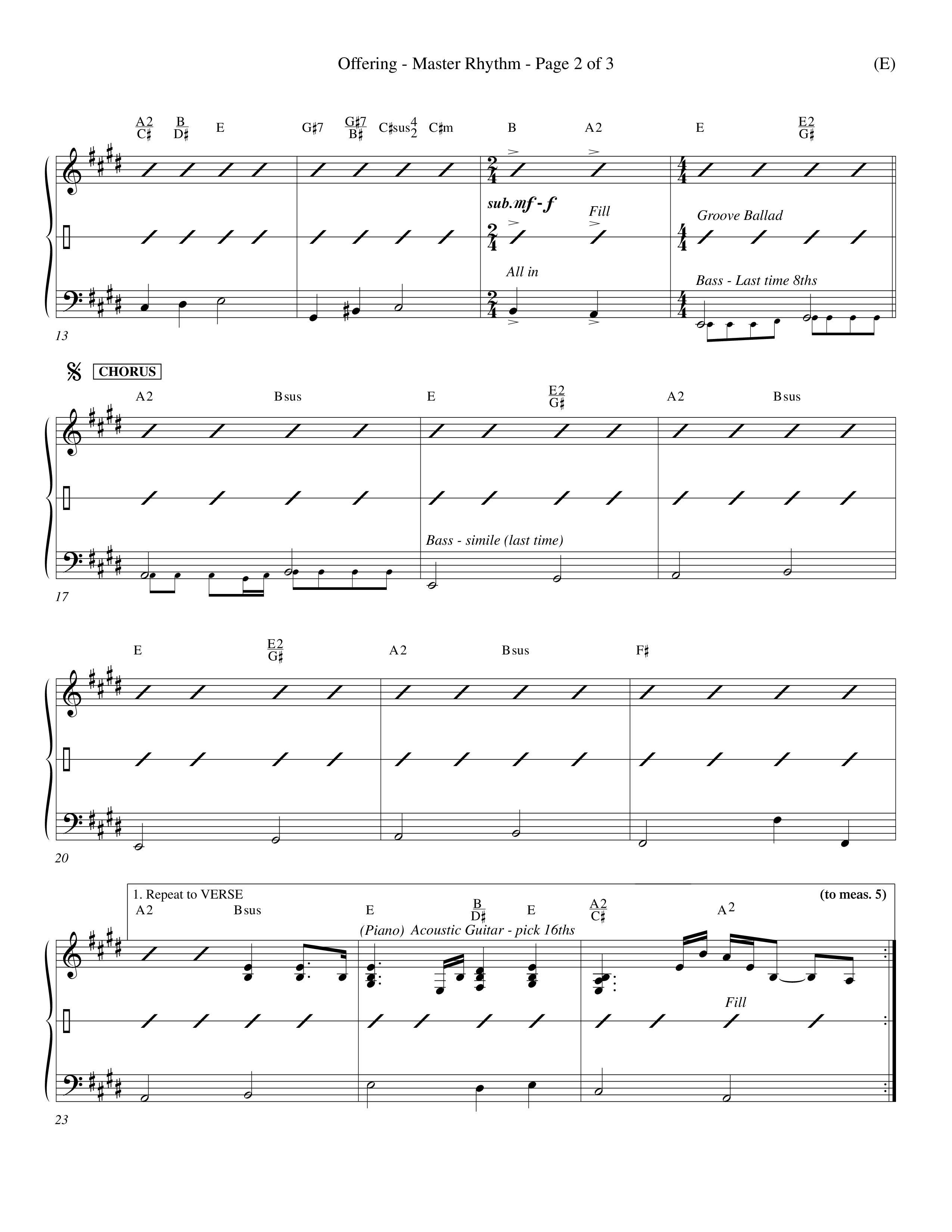 Offering (Choral Anthem SATB) Rhythm Chart (Word Music Choral / Orch. Dave Williamson)