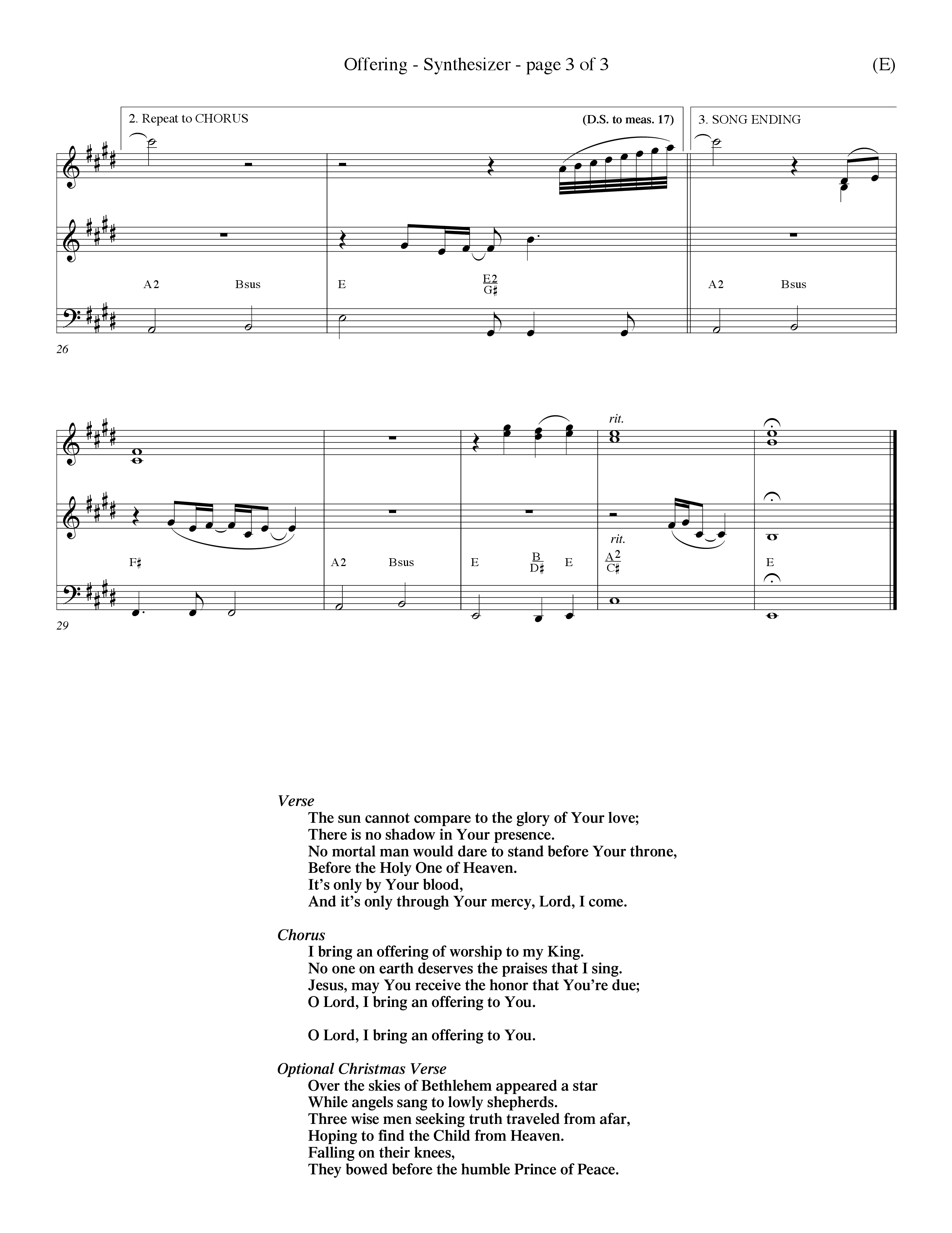 Offering (Choral Anthem SATB) Synth (Word Music Choral / Orch. Dave Williamson)