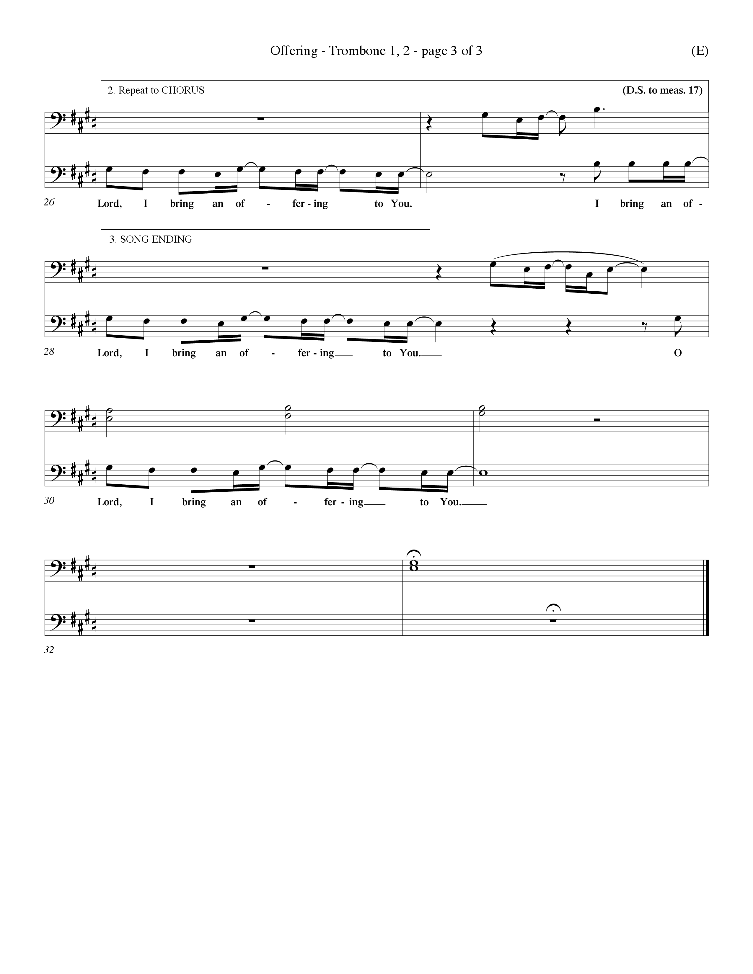 Offering (Choral Anthem SATB) Trombone 1/2 (Word Music Choral / Orch. Dave Williamson)