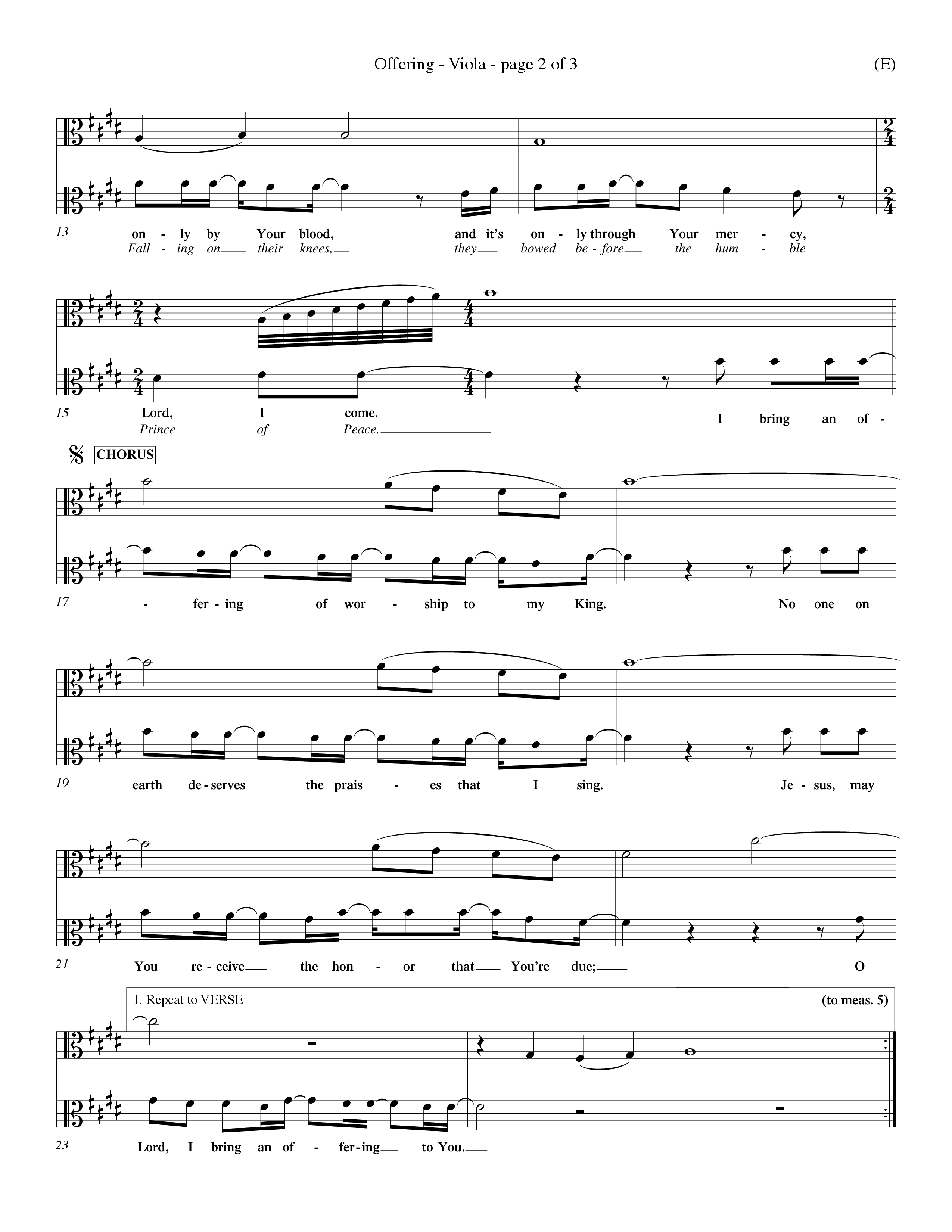 Offering (Choral Anthem SATB) Viola (Word Music Choral / Orch. Dave Williamson)