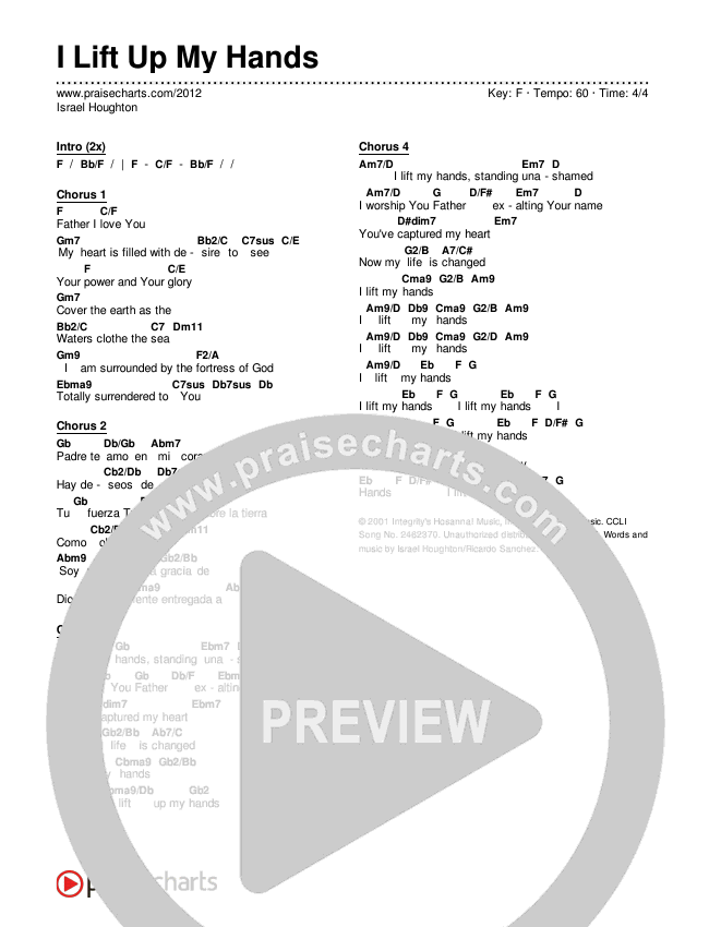 I Lift Up My Hands Chords & Lyrics (Israel Houghton)