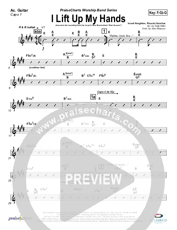 I Lift Up My Hands Acoustic Guitar (Israel Houghton)