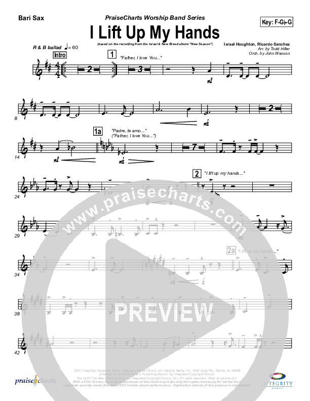 I Lift Up My Hands Bari Sax (Israel Houghton)