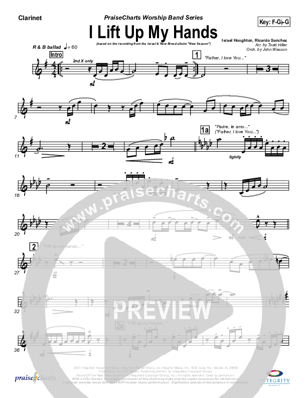 I Lift Up My Hands Wind Pack (Israel Houghton)