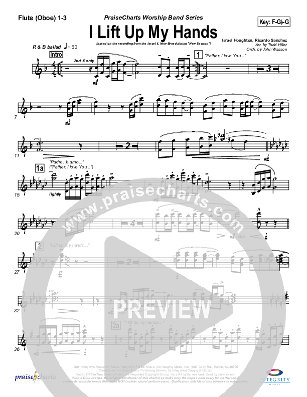 I Lift Up My Hands Flute/Oboe 1/2/3 (Israel Houghton)