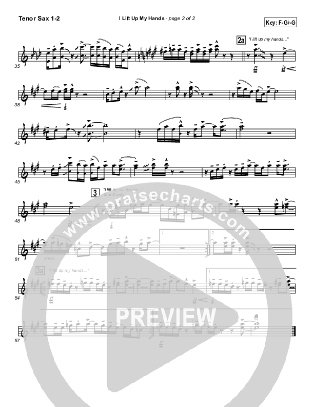 I Lift Up My Hands Tenor Sax 1/2 (Israel Houghton)