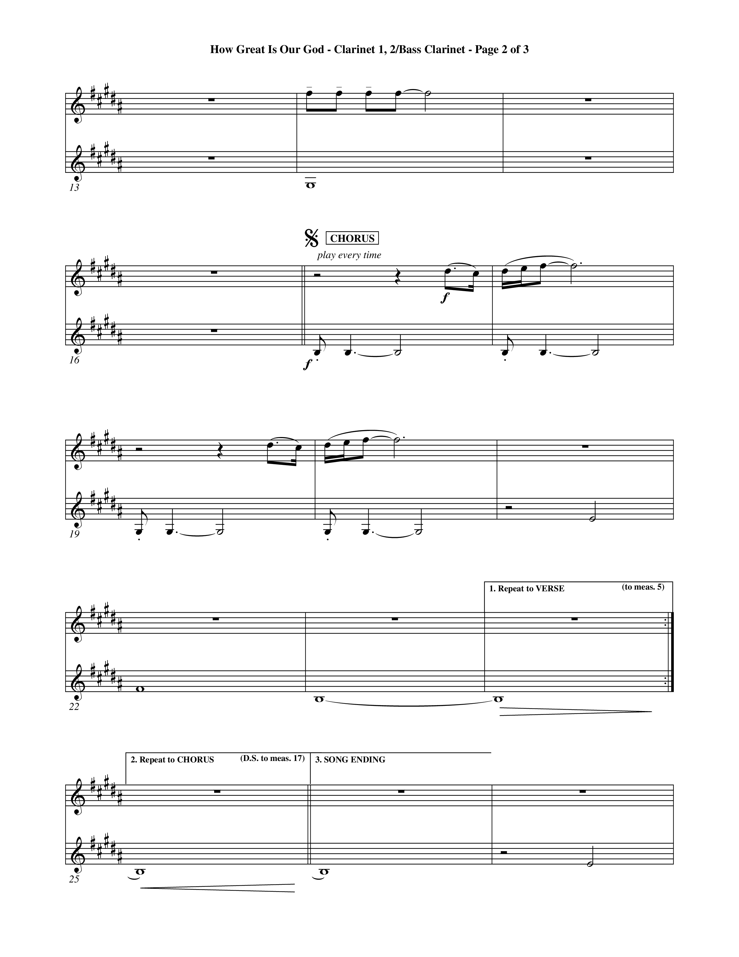 How Great Is Our God (Choral Anthem SATB) Clarinet 1/2, Bass Clarinet (Word Music Choral / Orch. Dave Williamson)