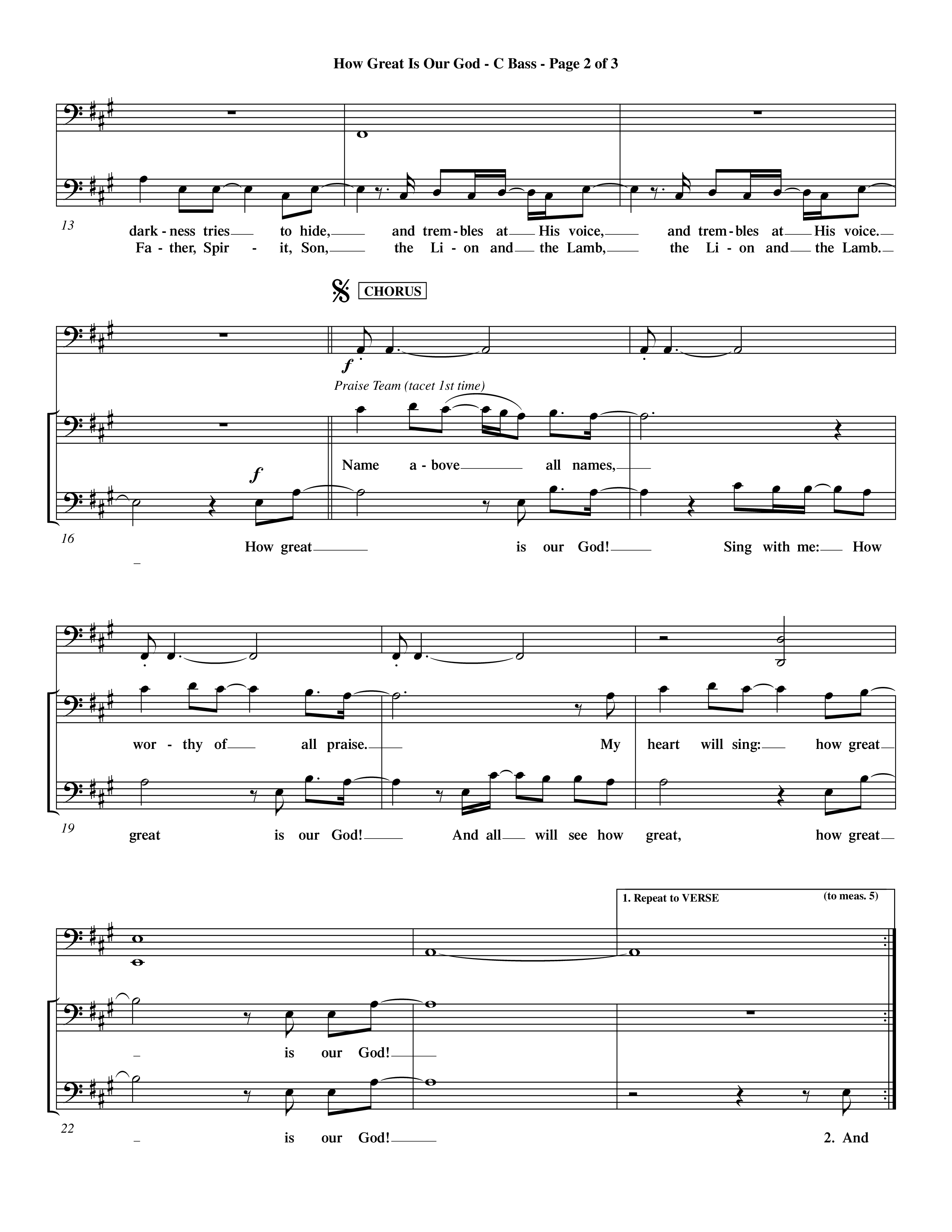 How Great Is Our God (Choral Anthem SATB) Contrabass (Word Music Choral / Orch. Dave Williamson)