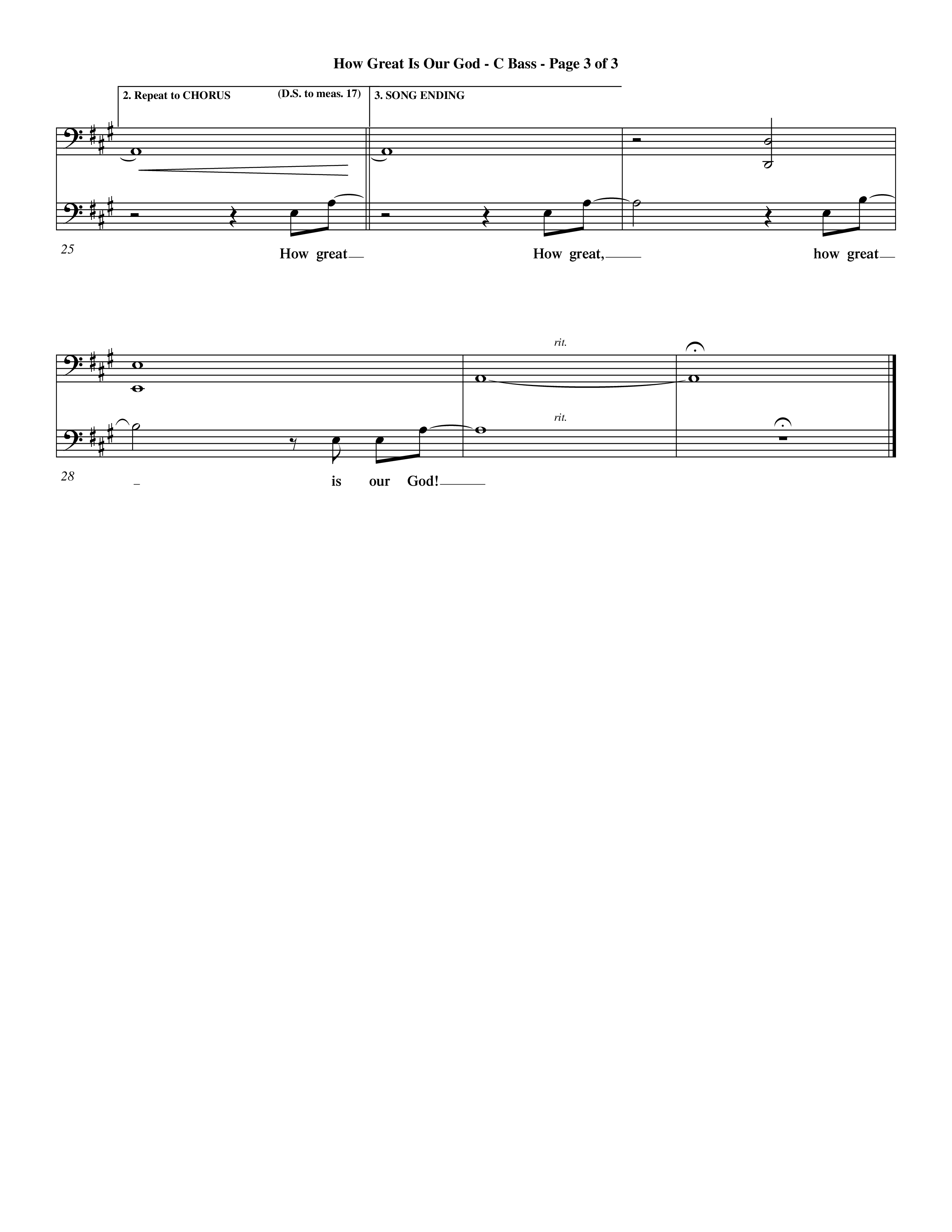 How Great Is Our God (Choral Anthem SATB) Contrabass (Word Music Choral / Orch. Dave Williamson)