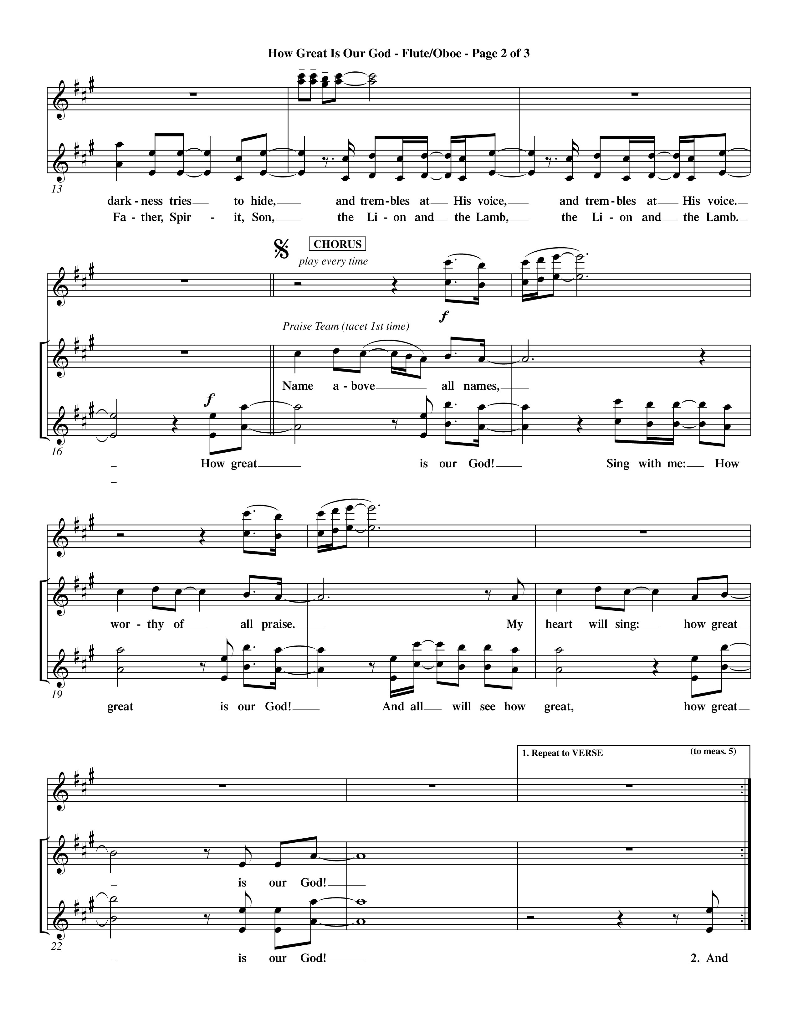 How Great Is Our God (Choral Anthem SATB) Flute/Oboe (Word Music Choral / Orch. Dave Williamson)