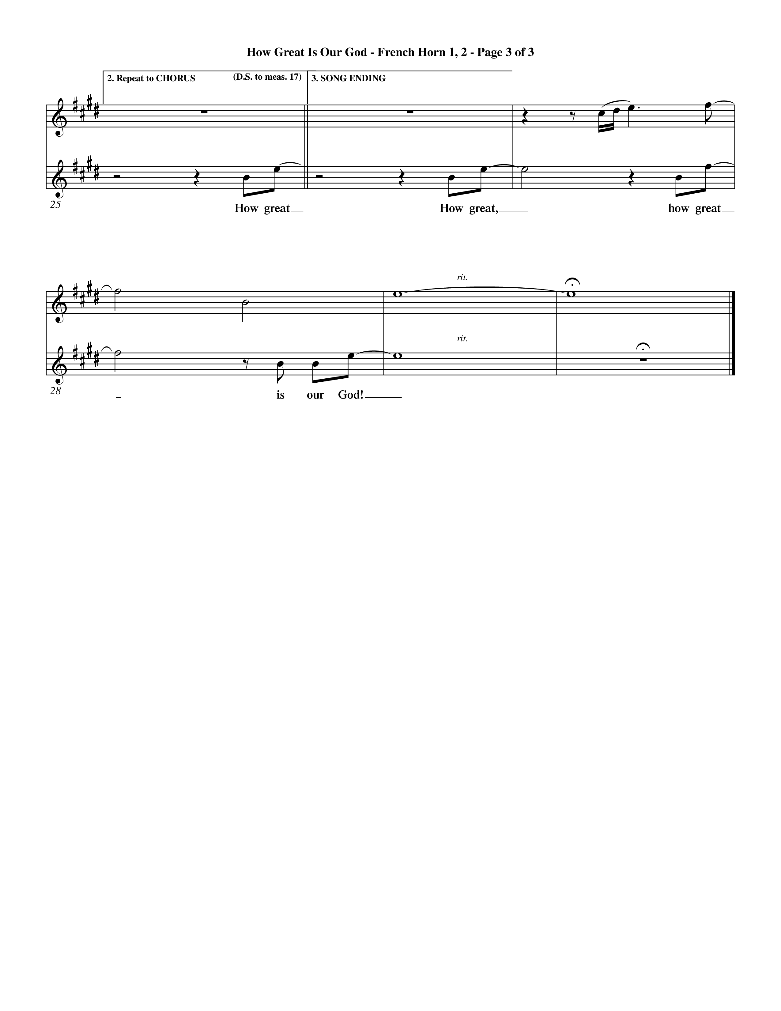 How Great Is Our God (Choral Anthem SATB) French Horn (Word Music Choral / Orch. Dave Williamson)