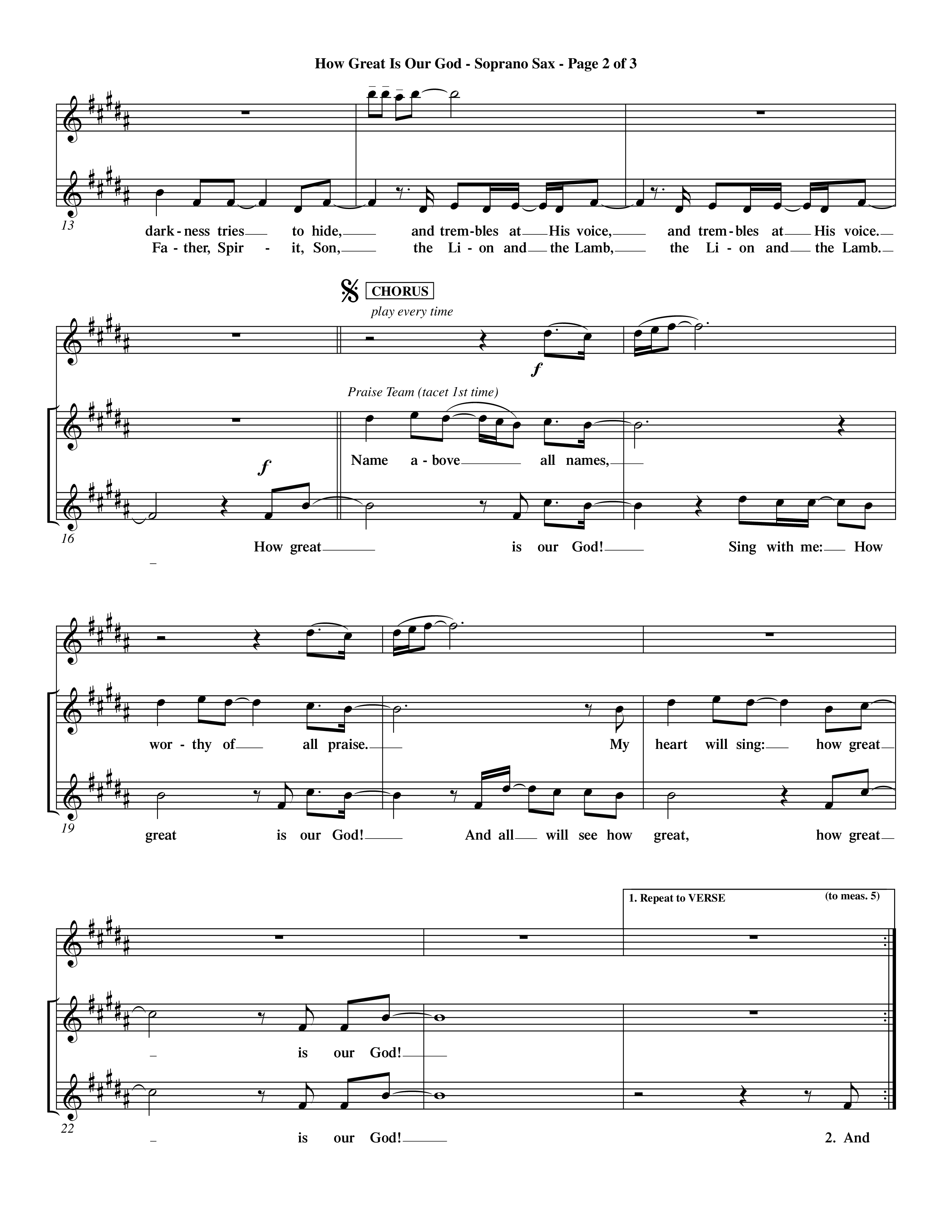 How Great Is Our God (Choral Anthem SATB) Saxophone (Word Music Choral / Orch. Dave Williamson)