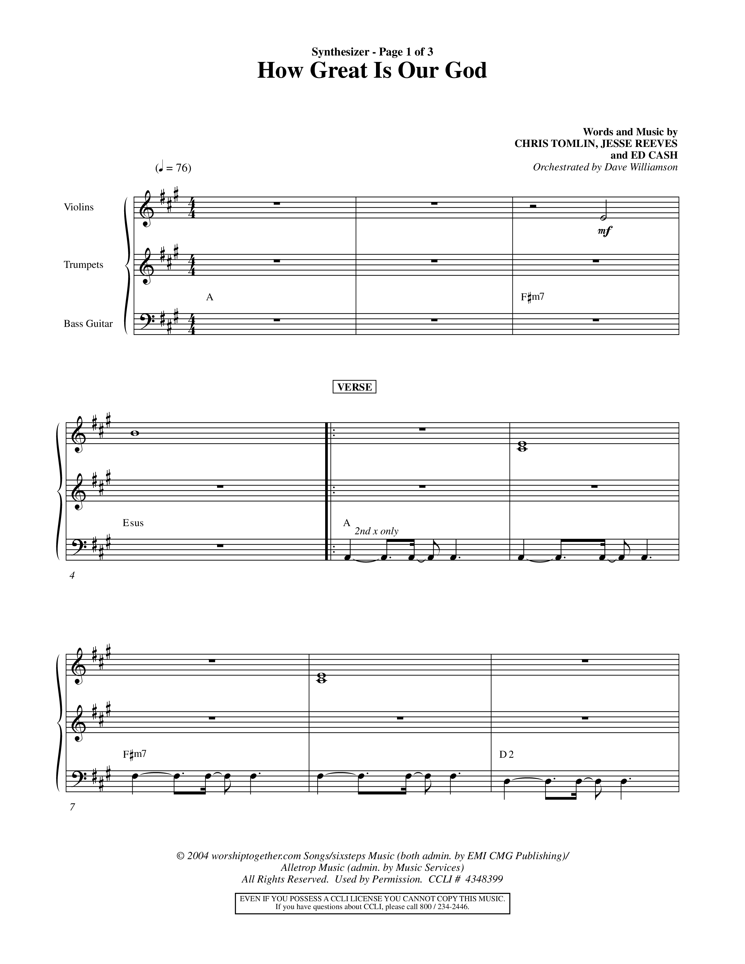 How Great Is Our God (Choral Anthem SATB) Synth (Word Music Choral / Orch. Dave Williamson)