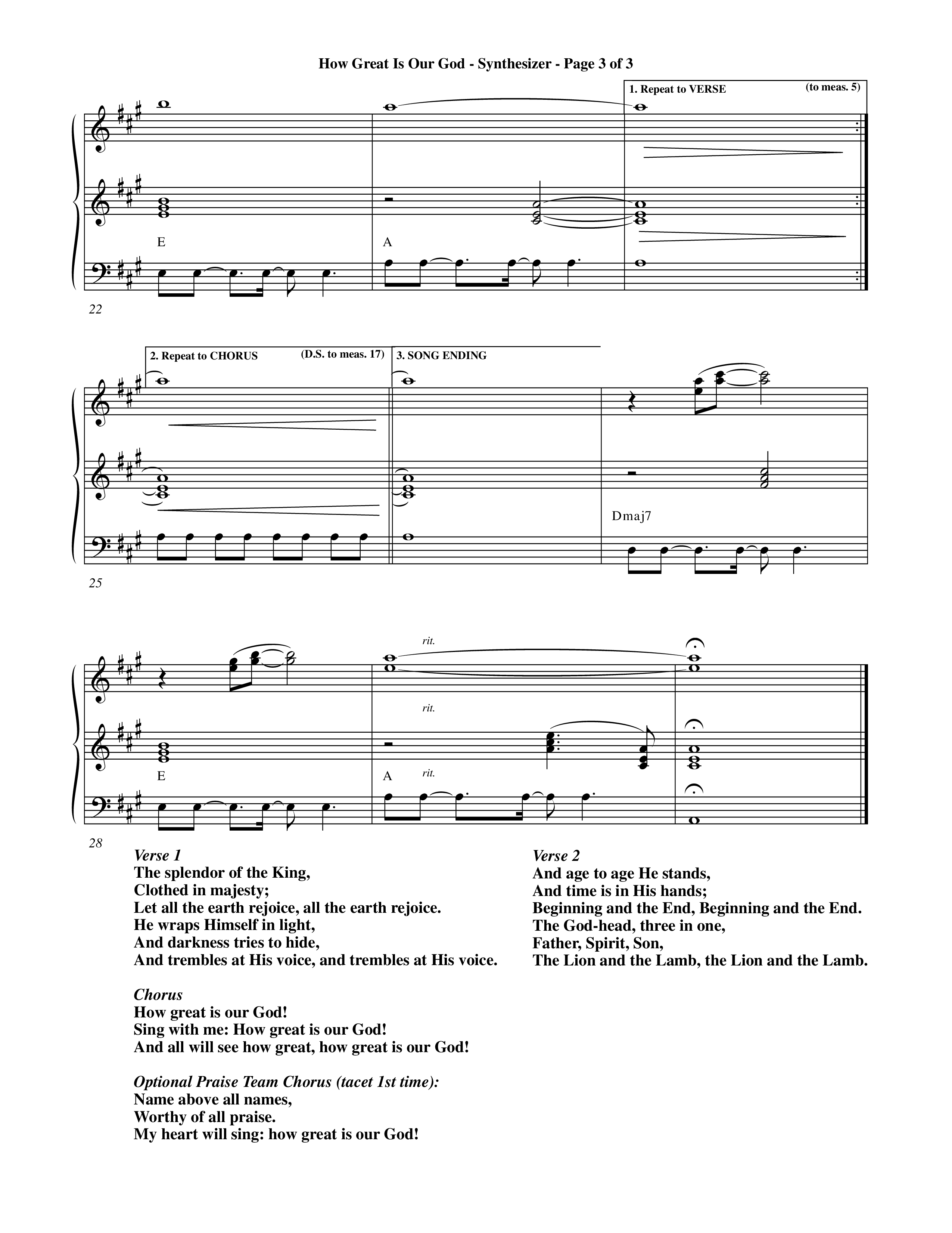 How Great Is Our God (Choral Anthem SATB) Synth (Word Music Choral / Orch. Dave Williamson)