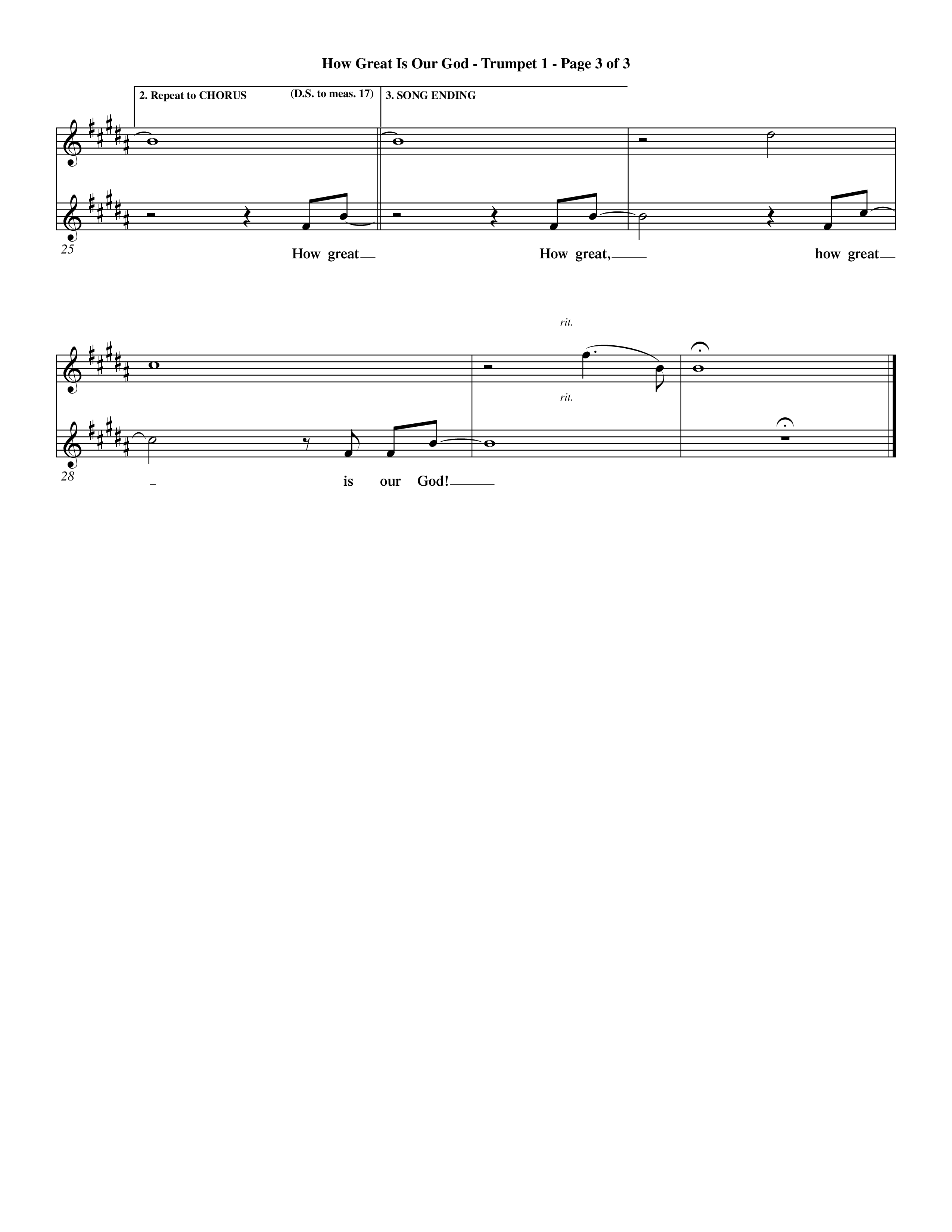 How Great Is Our God (Choral Anthem SATB) Trumpet 1 (Word Music Choral / Orch. Dave Williamson)