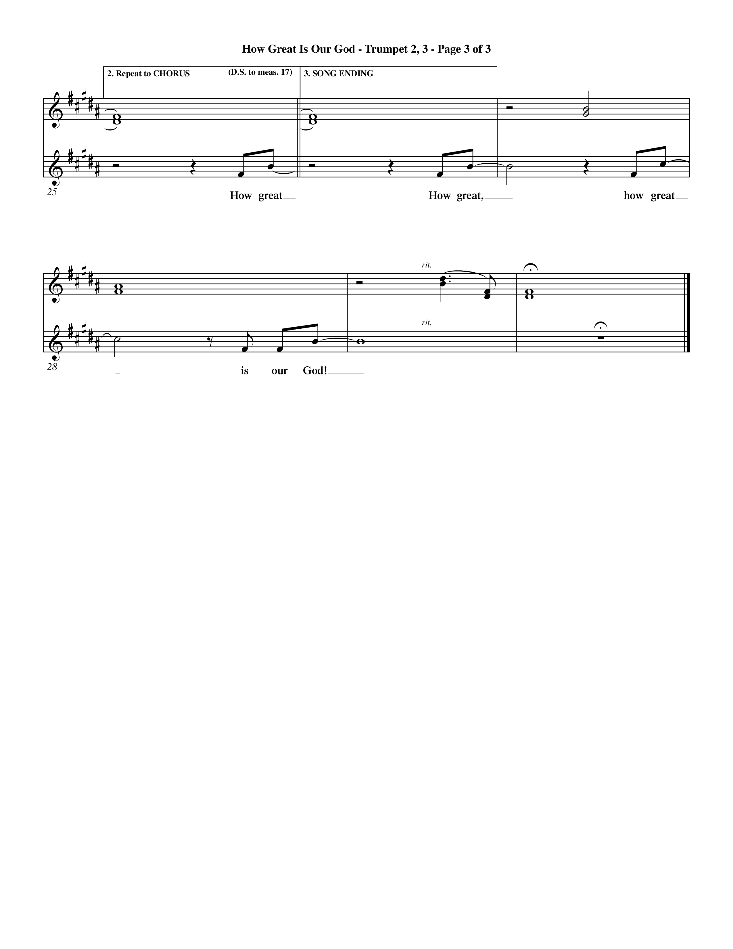 How Great Is Our God (Choral Anthem SATB) Trumpet 2/3 (Word Music Choral / Orch. Dave Williamson)