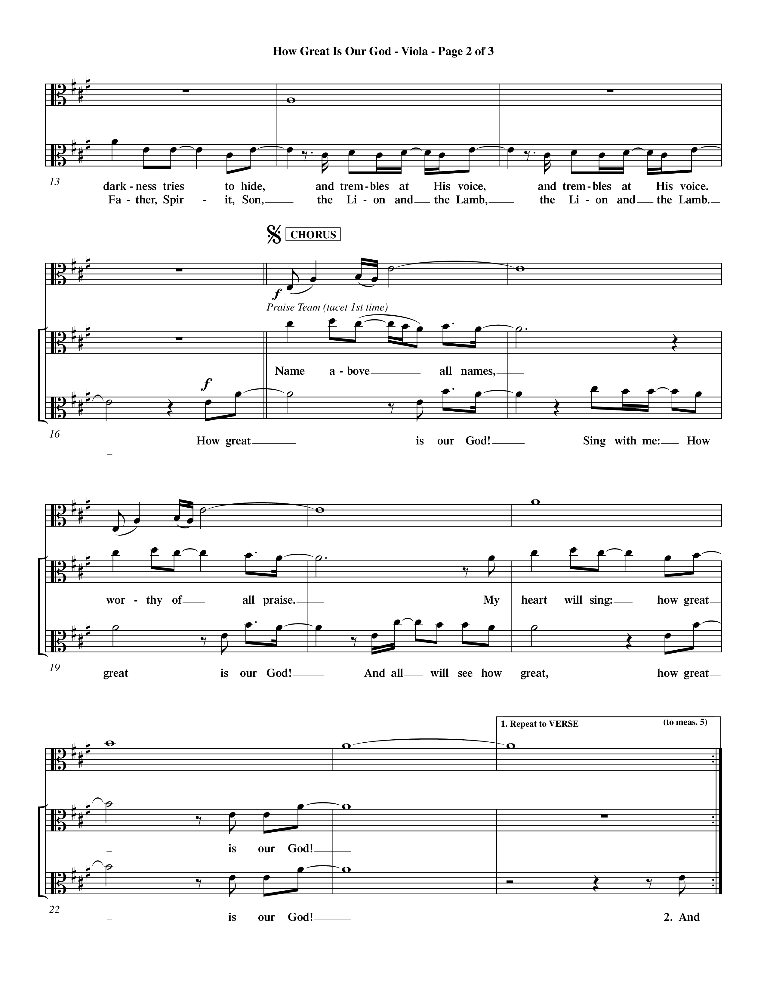 How Great Is Our God (Choral Anthem SATB) Viola (Word Music Choral / Orch. Dave Williamson)