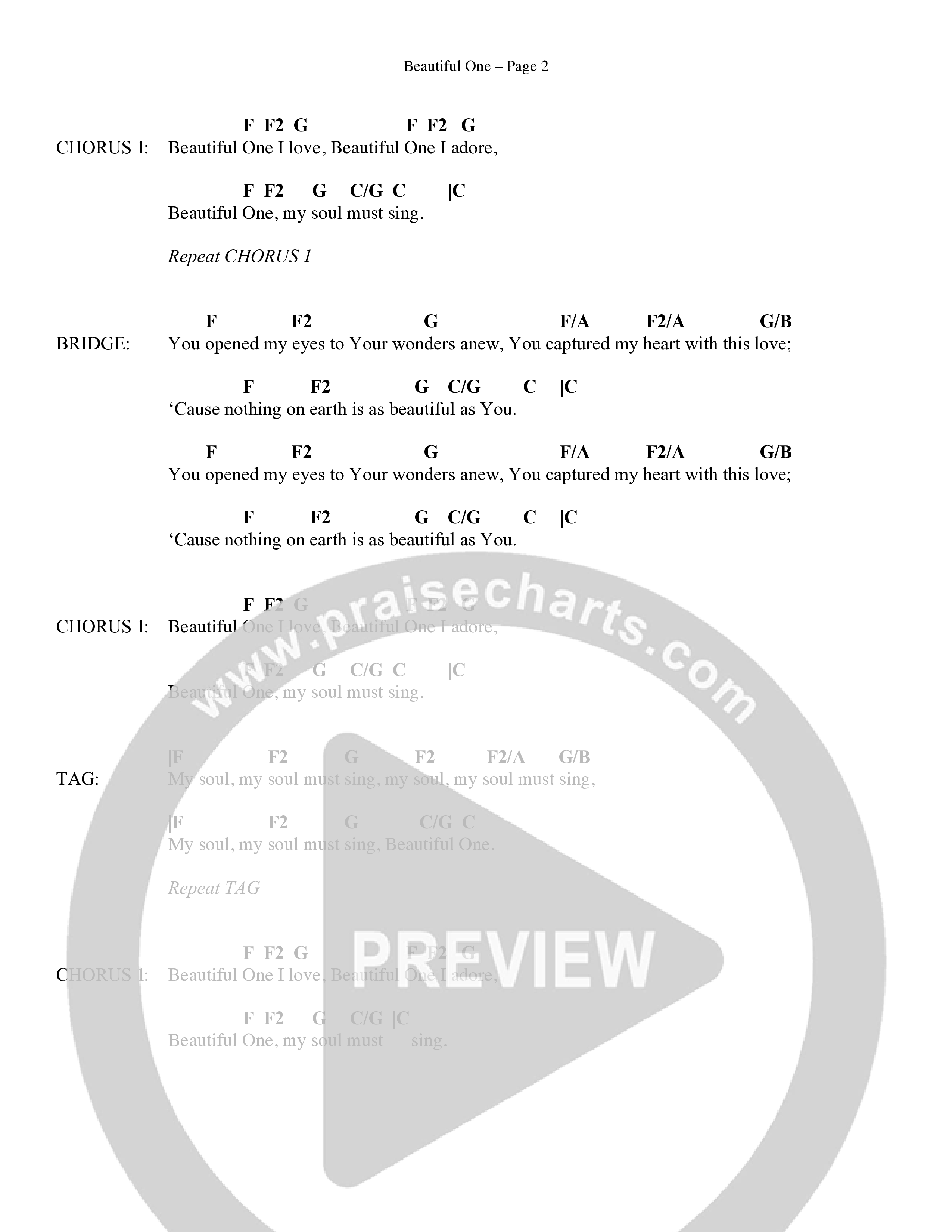Beautiful One (Choral Anthem SATB) Chords & Lyrics (Word Music Choral / Orch. Paul Nelson)