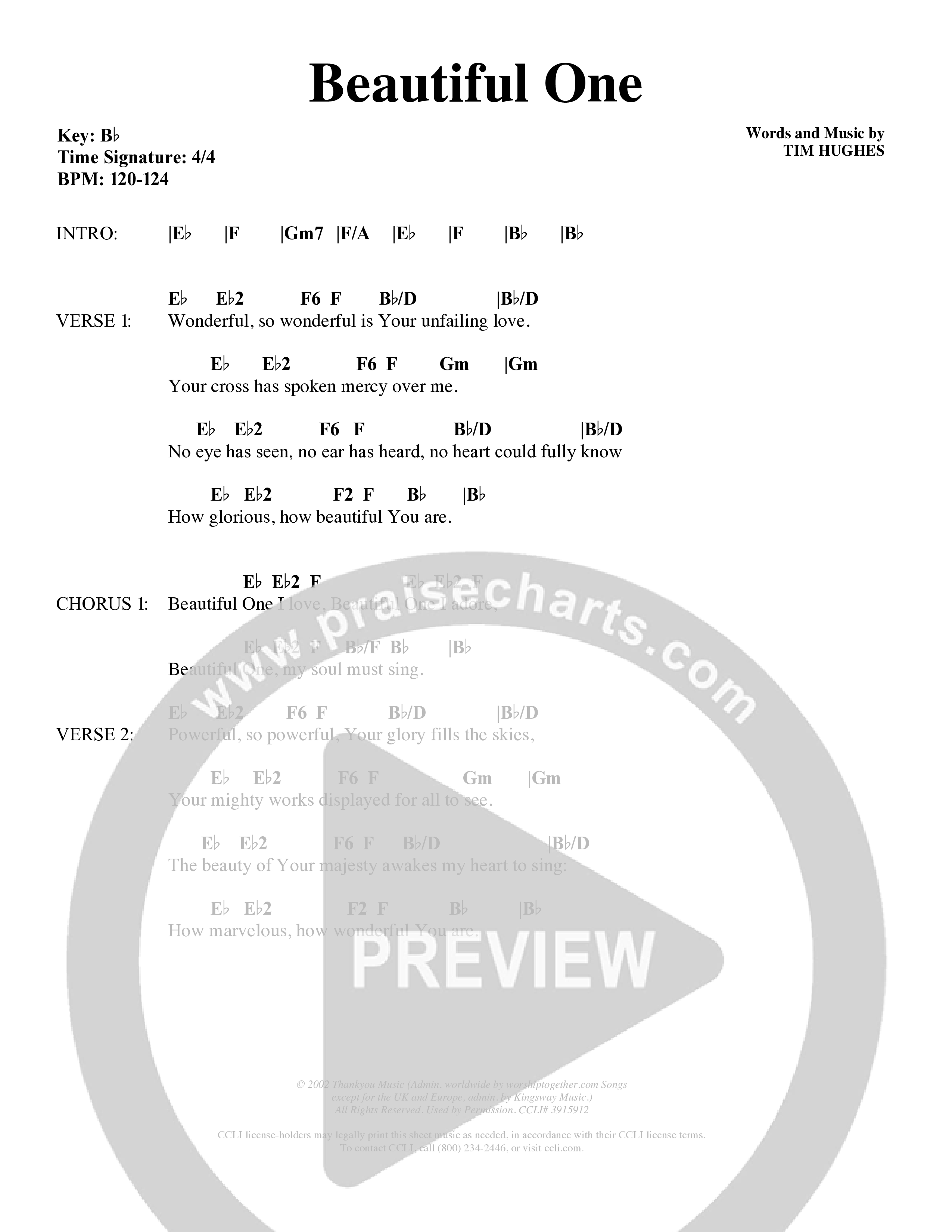 Beautiful One (Choral Anthem SATB) Chords & Lyrics (Word Music Choral / Orch. Paul Nelson)
