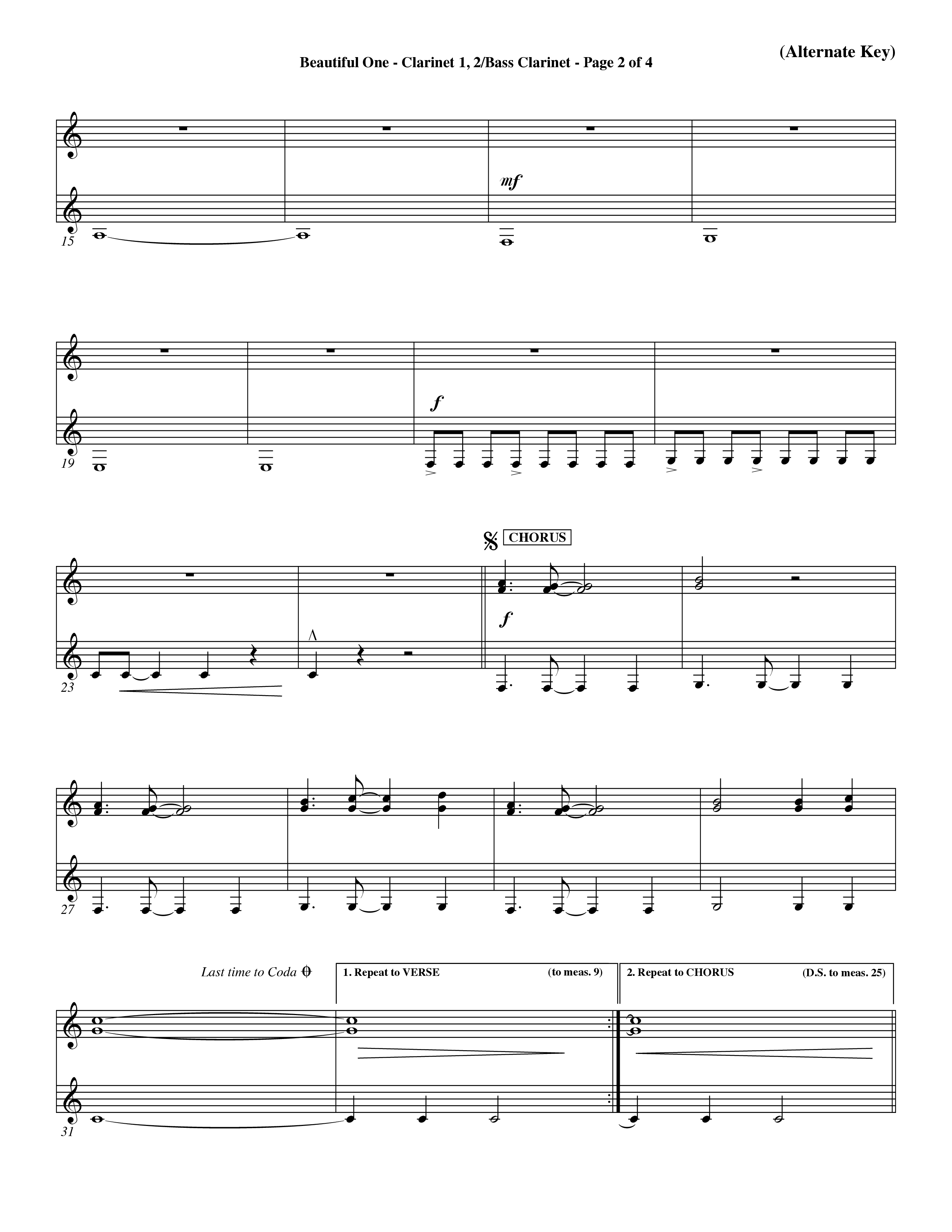 Beautiful One (Choral Anthem SATB) Clarinet 1/2, Bass Clarinet (Word Music Choral / Orch. Paul Nelson)