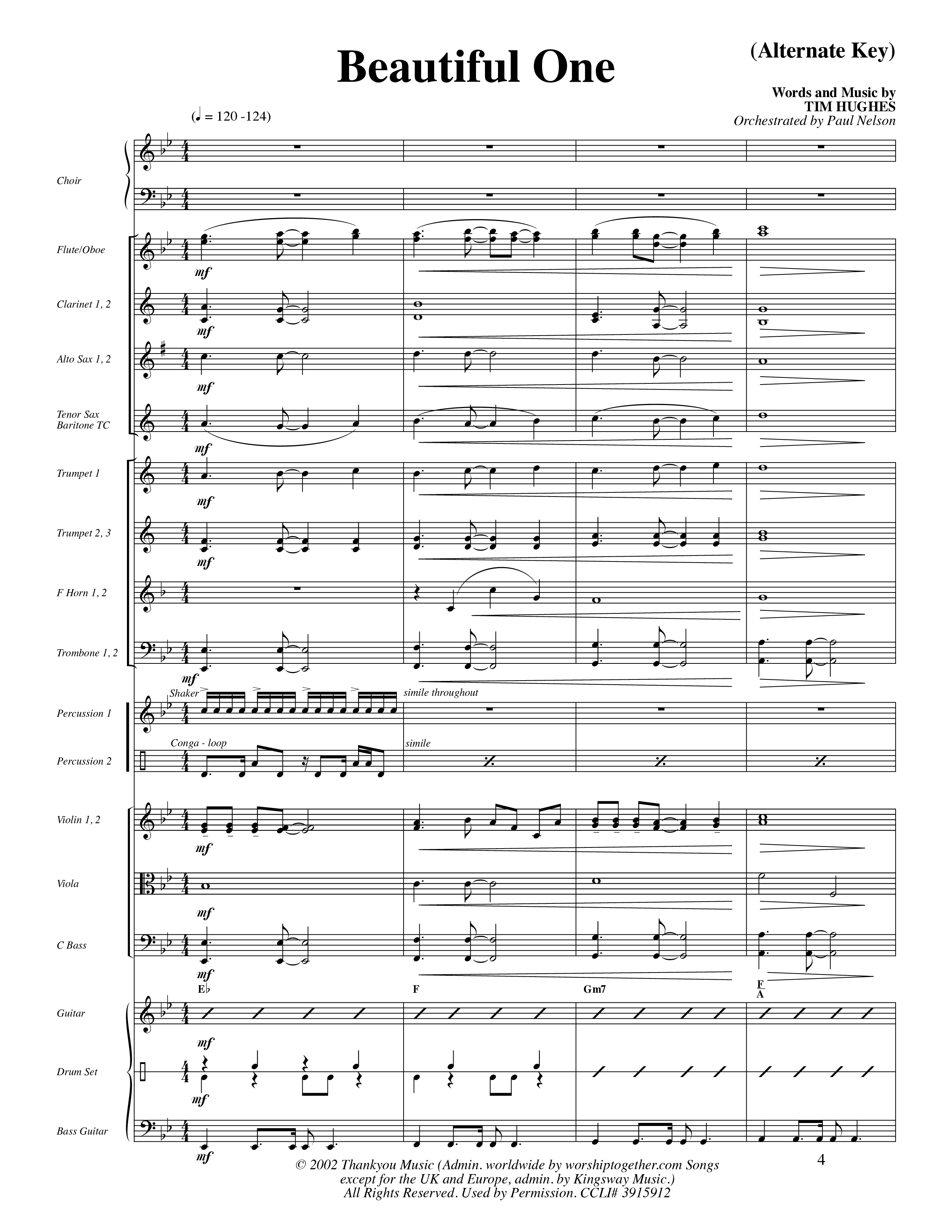Beautiful One (Choral Anthem SATB) Conductor's Score (Word Music Choral / Orch. Paul Nelson)