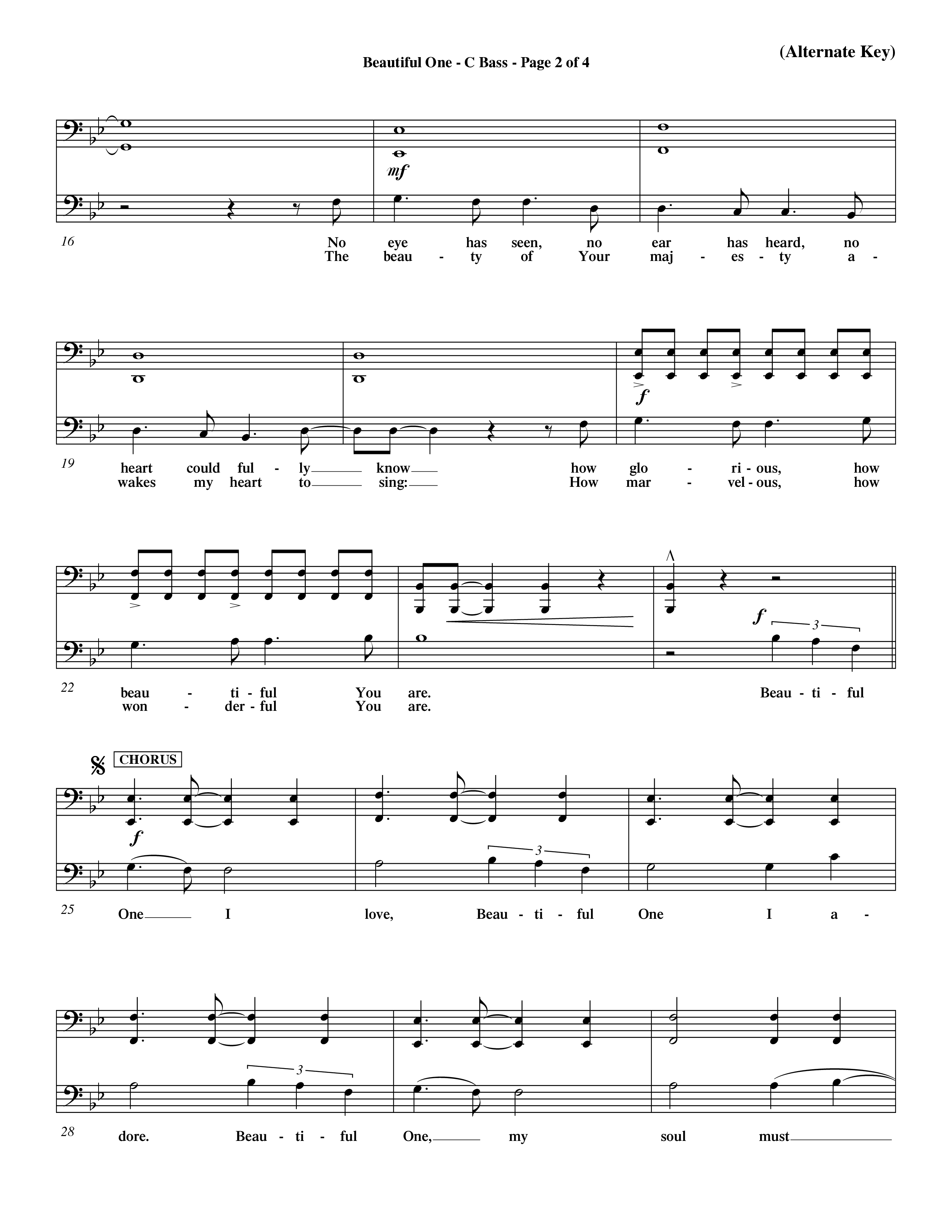 Beautiful One (Choral Anthem SATB) Contrabass (Word Music Choral / Orch. Paul Nelson)