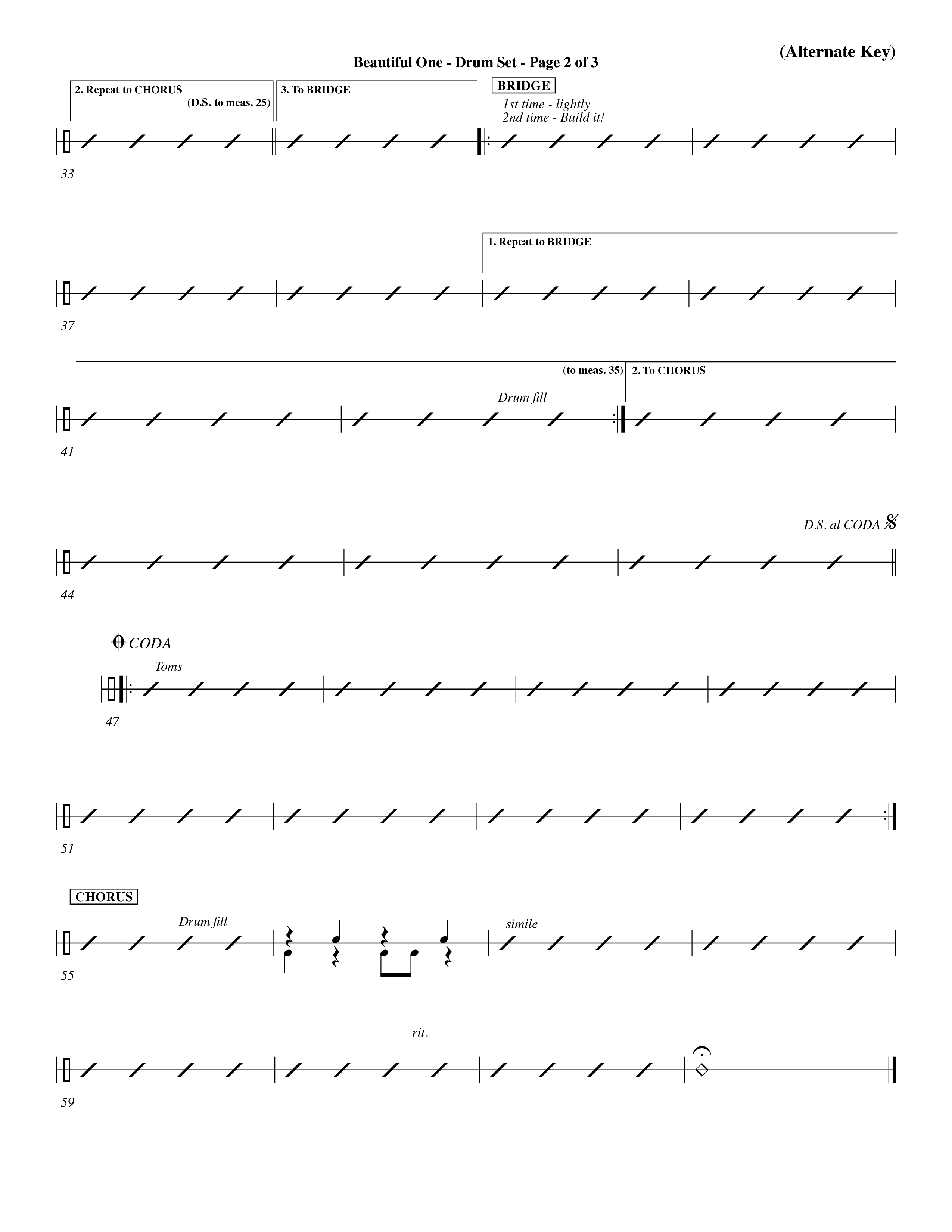 Beautiful One (Choral Anthem SATB) Drum Set (Word Music Choral / Orch. Paul Nelson)