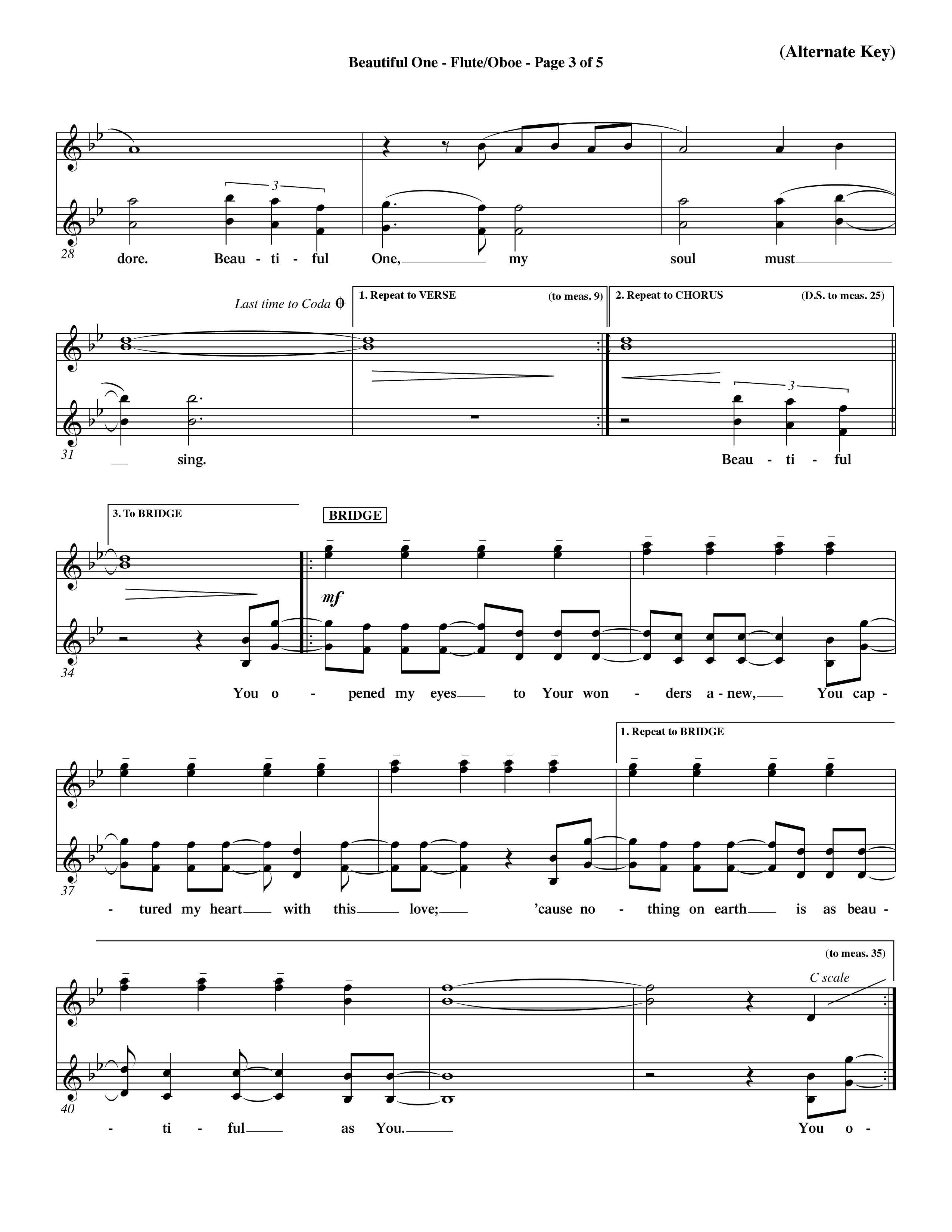 Beautiful One (Choral Anthem SATB) Flute/Oboe (Word Music Choral / Orch. Paul Nelson)