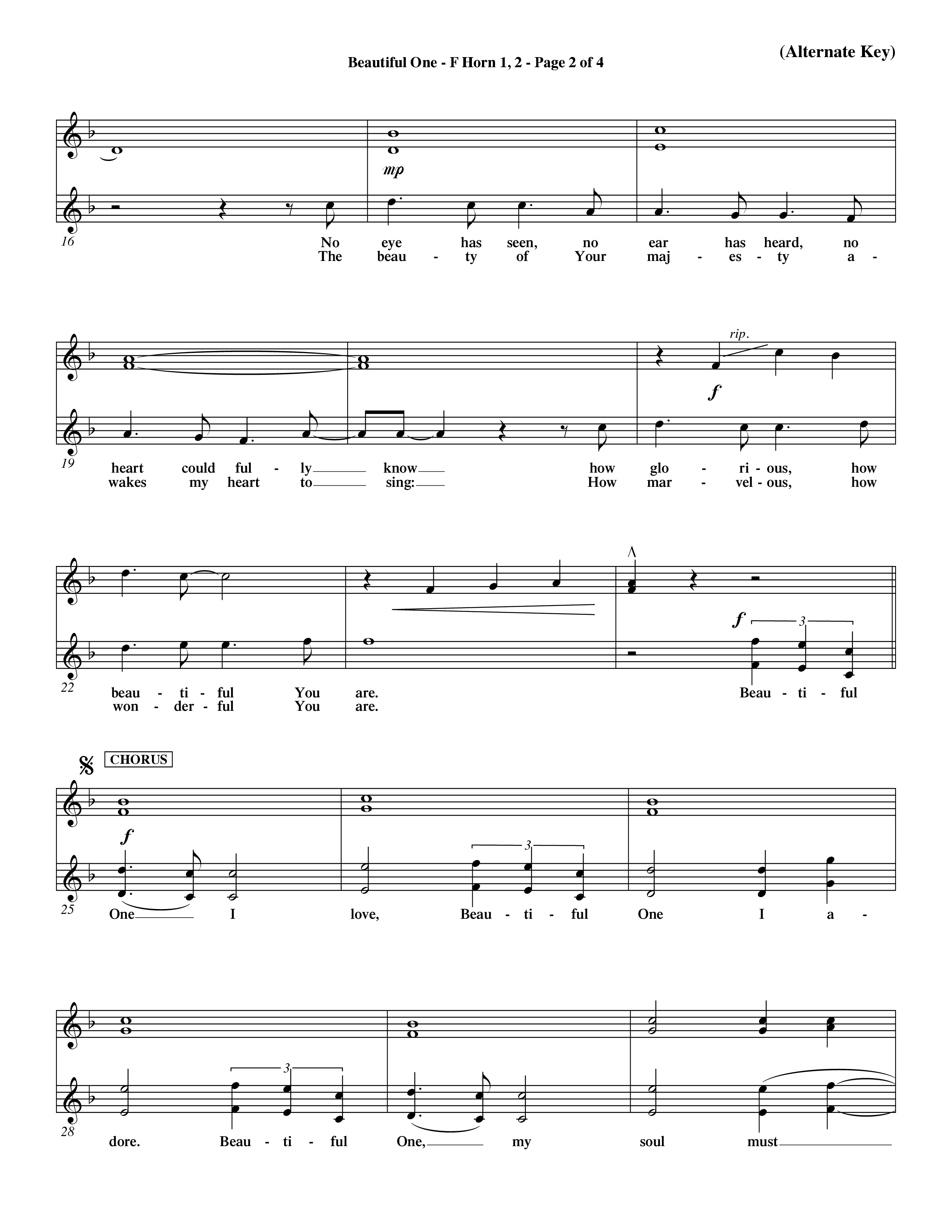Beautiful One (Choral Anthem SATB) French Horn (Word Music Choral / Orch. Paul Nelson)