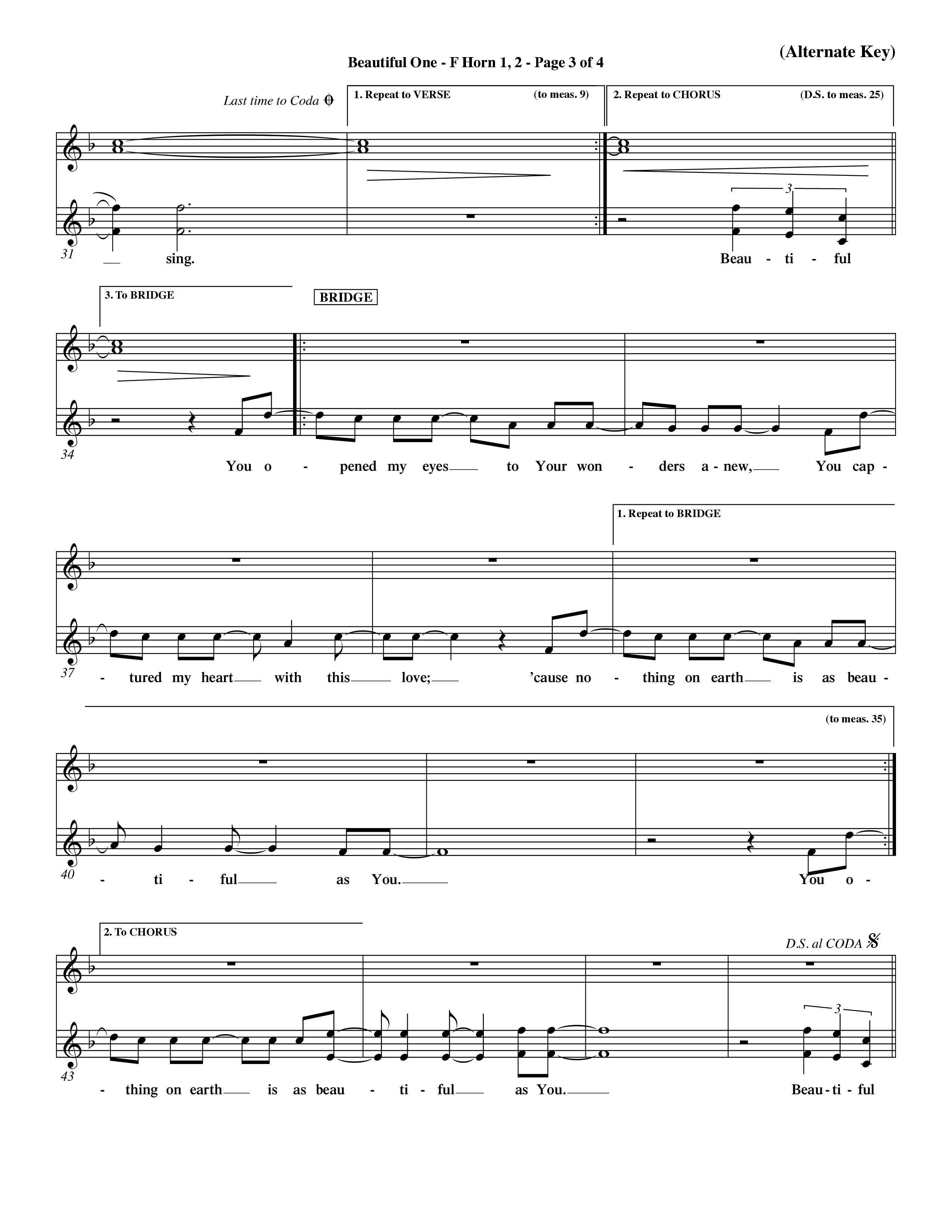 Beautiful One (Choral Anthem SATB) French Horn (Word Music Choral / Orch. Paul Nelson)