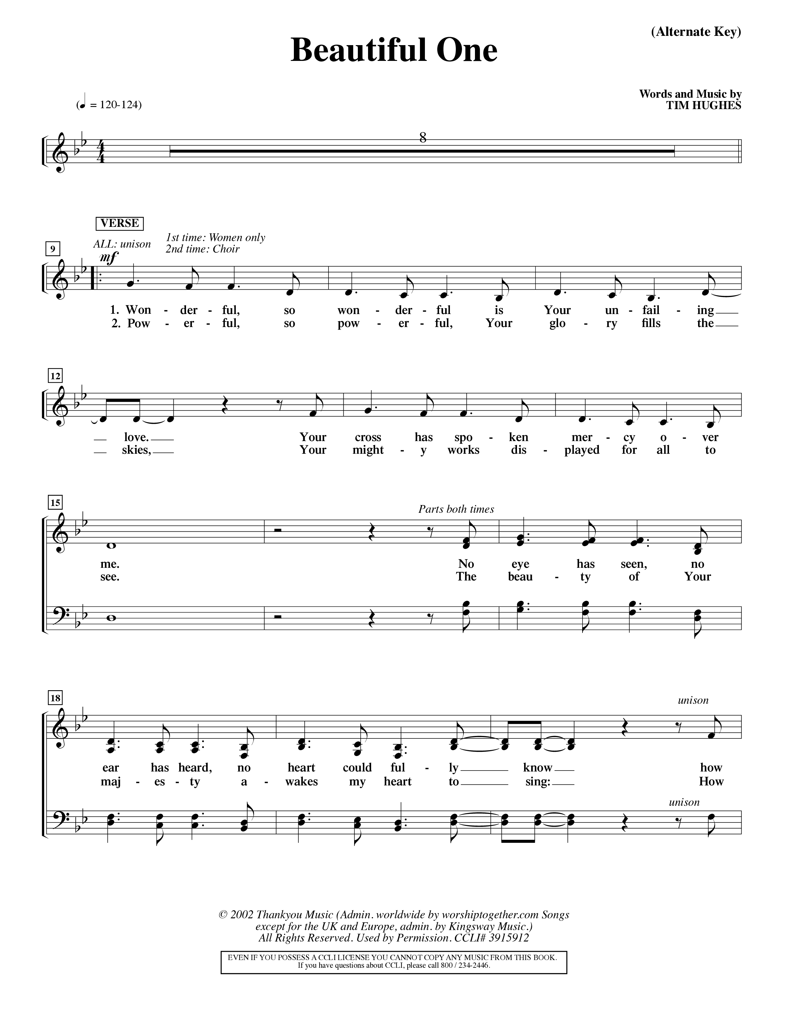Beautiful One (Choral Anthem SATB) Lead Sheet (SAT) (Word Music Choral / Orch. Paul Nelson)