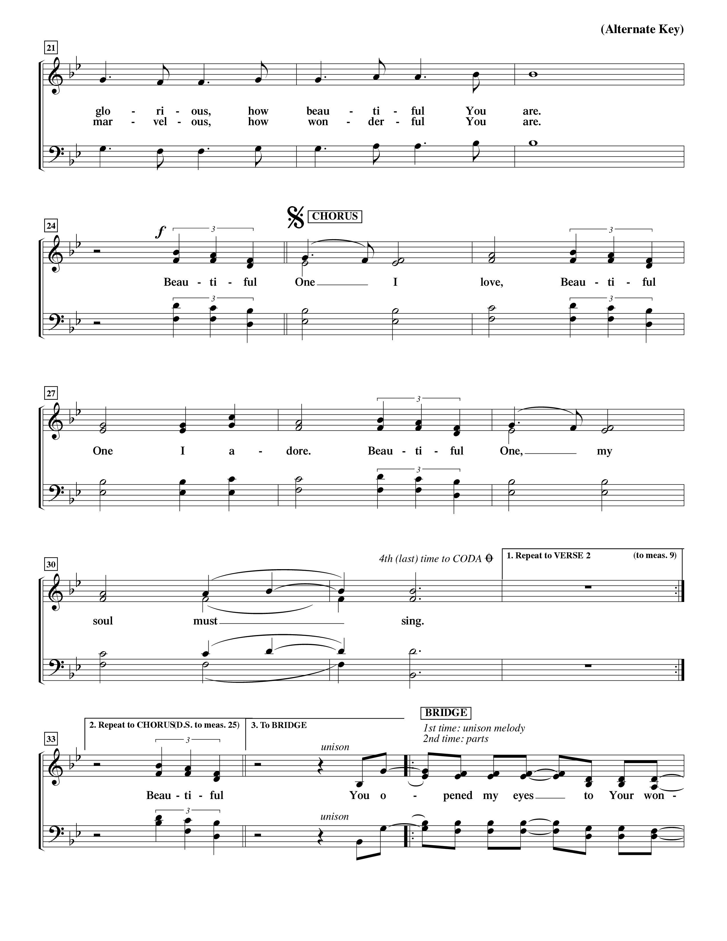 Beautiful One (Choral Anthem SATB) Lead Sheet (SAT) (Word Music Choral / Orch. Paul Nelson)