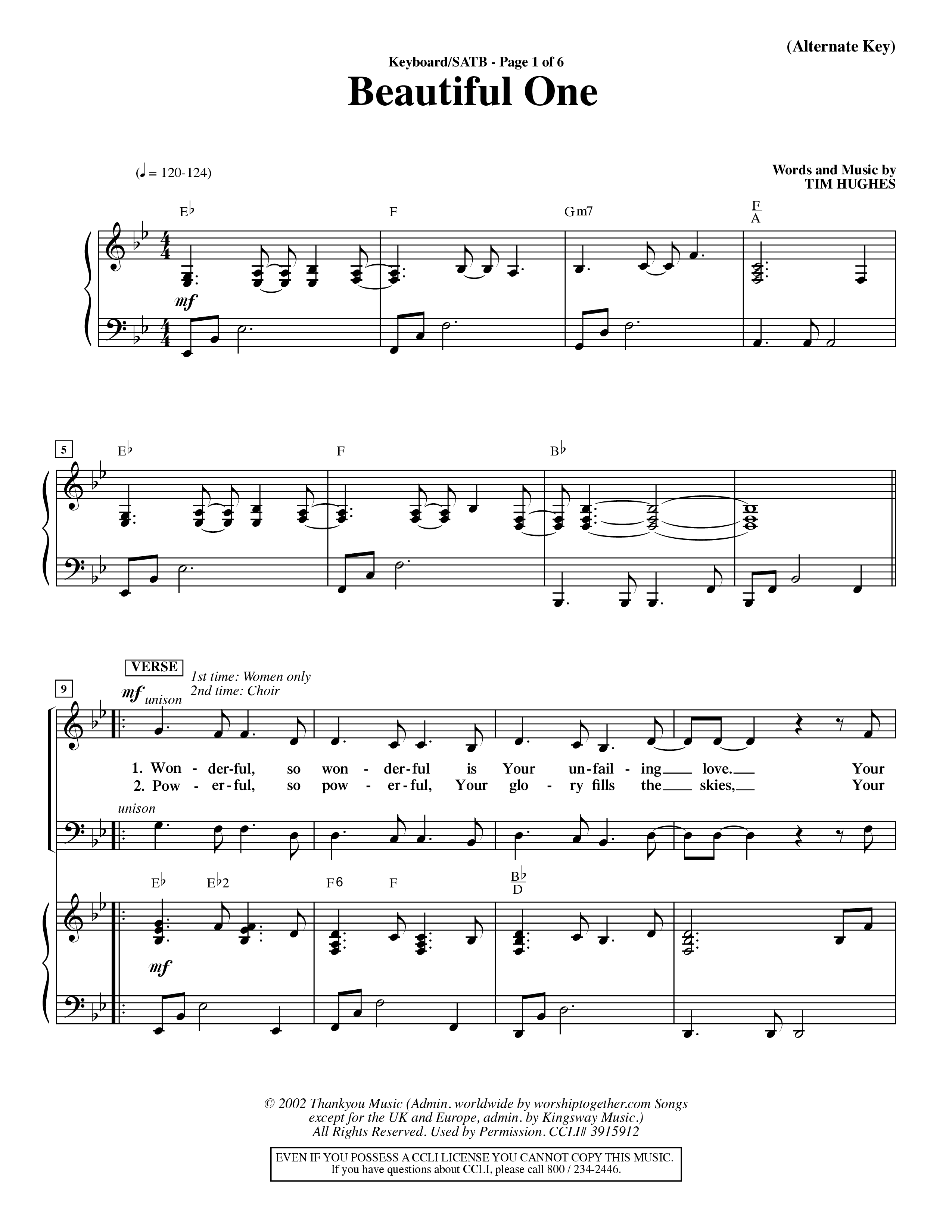 Beautiful One (Choral Anthem SATB) Keyboard/Vocal (SATB) (Word Music Choral / Orch. Paul Nelson)