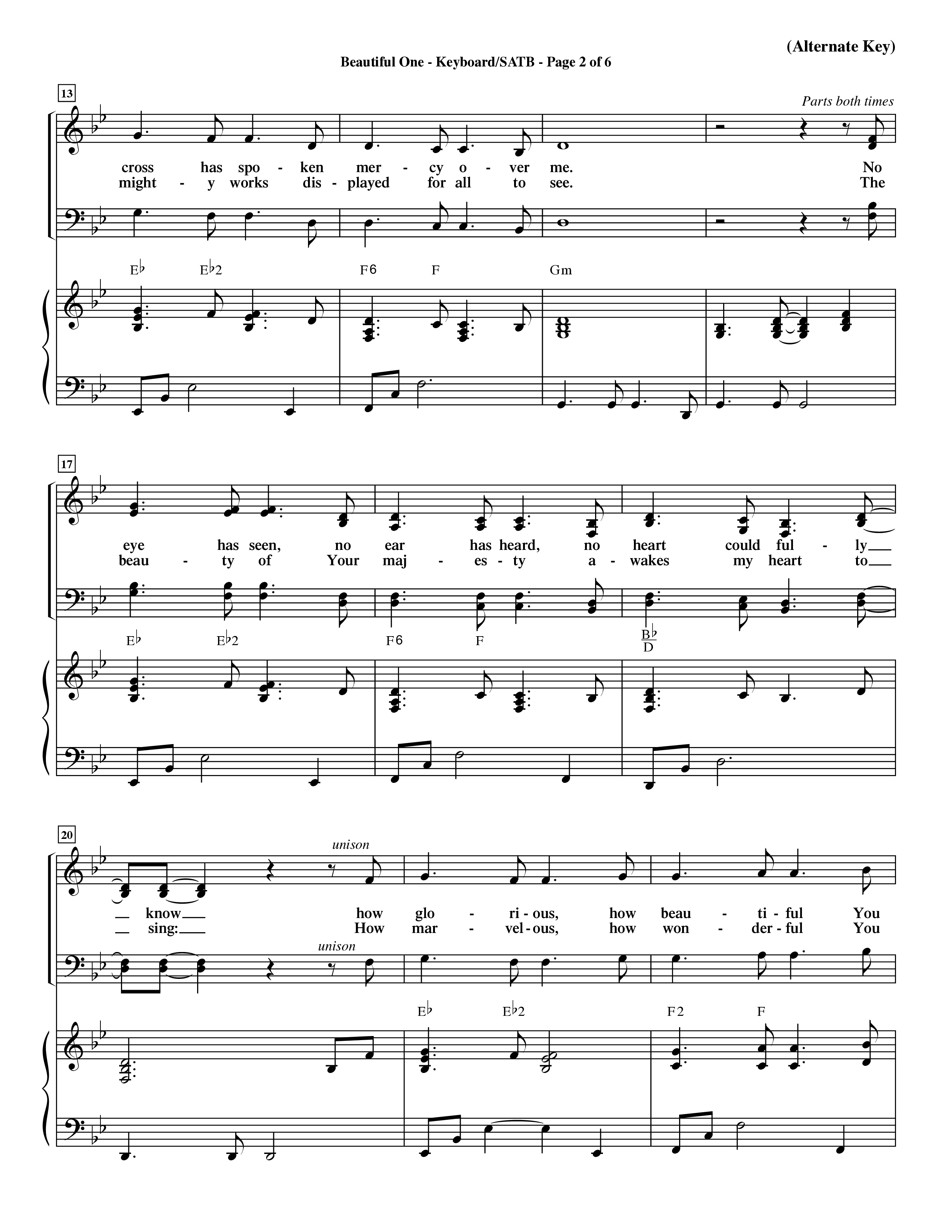 Beautiful One (Choral Anthem SATB) Keyboard/Vocal (SATB) (Word Music Choral / Orch. Paul Nelson)