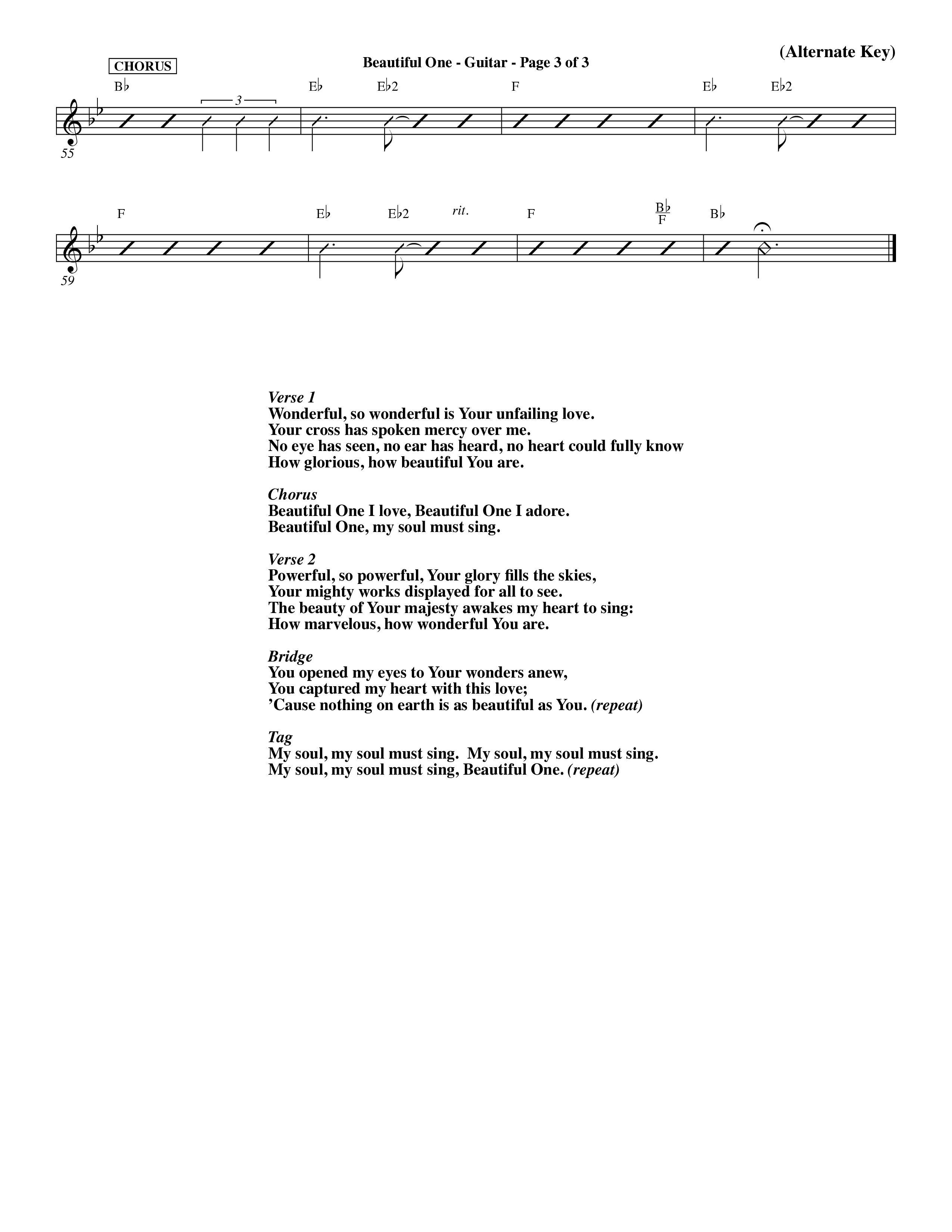 Beautiful One (Choral Anthem SATB) Rhythm Chart (Word Music Choral / Orch. Paul Nelson)