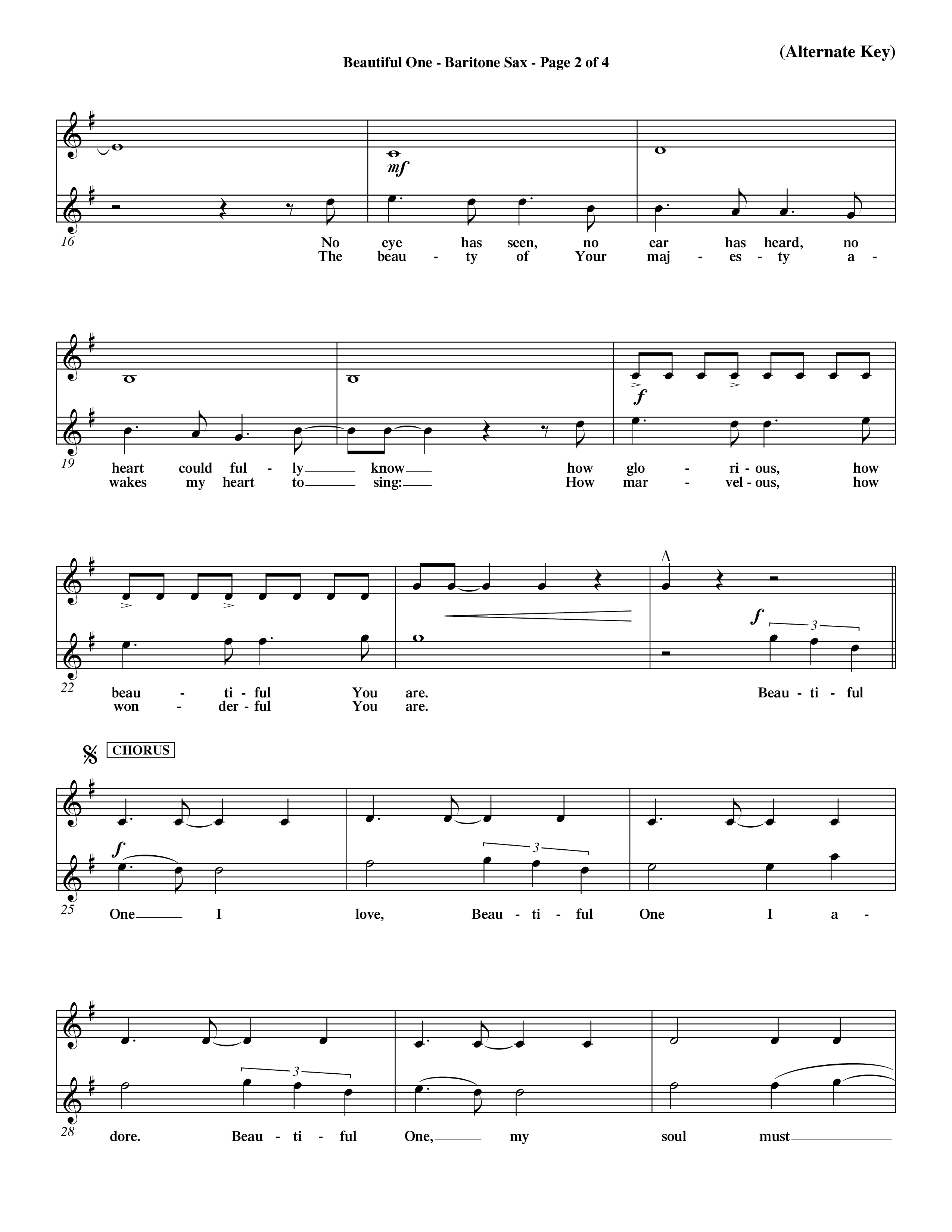 Beautiful One (Choral Anthem SATB) Saxophone (Word Music Choral / Orch. Paul Nelson)