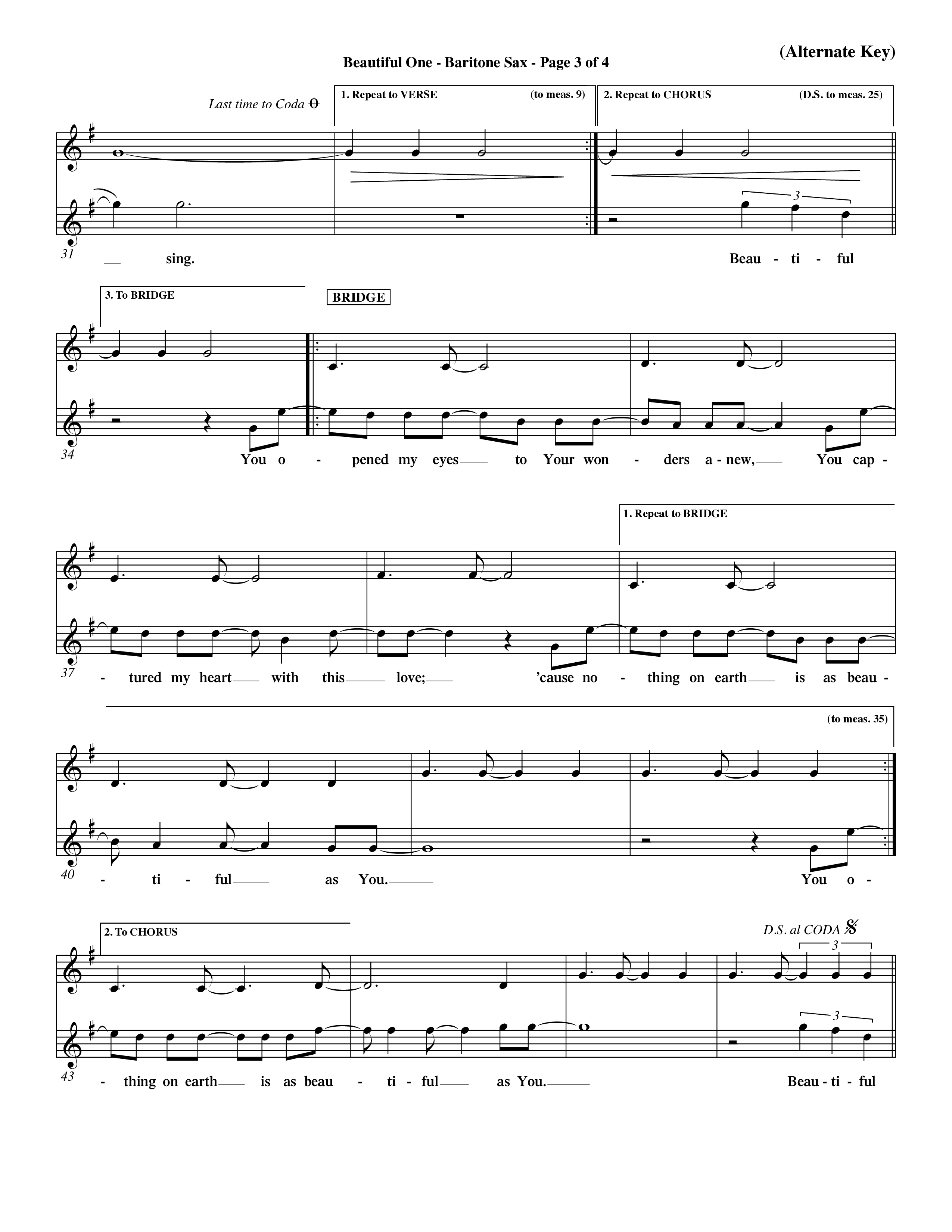 Beautiful One (Choral Anthem SATB) Saxophone (Word Music Choral / Orch. Paul Nelson)