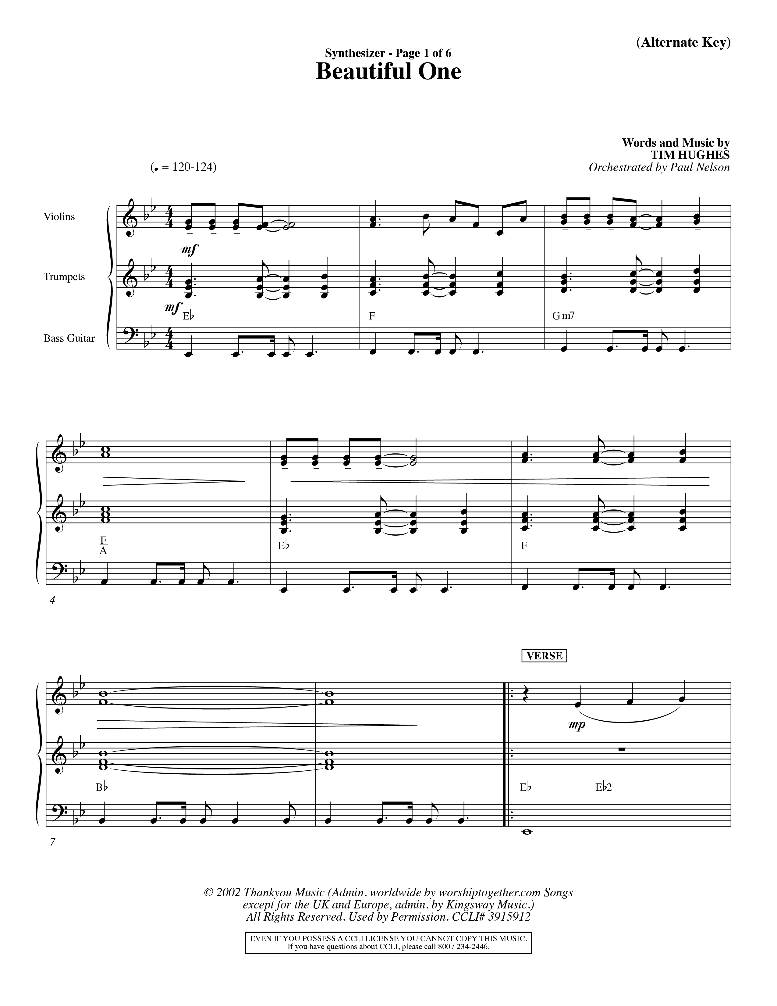 Beautiful One (Choral Anthem SATB) Synth (Word Music Choral / Orch. Paul Nelson)