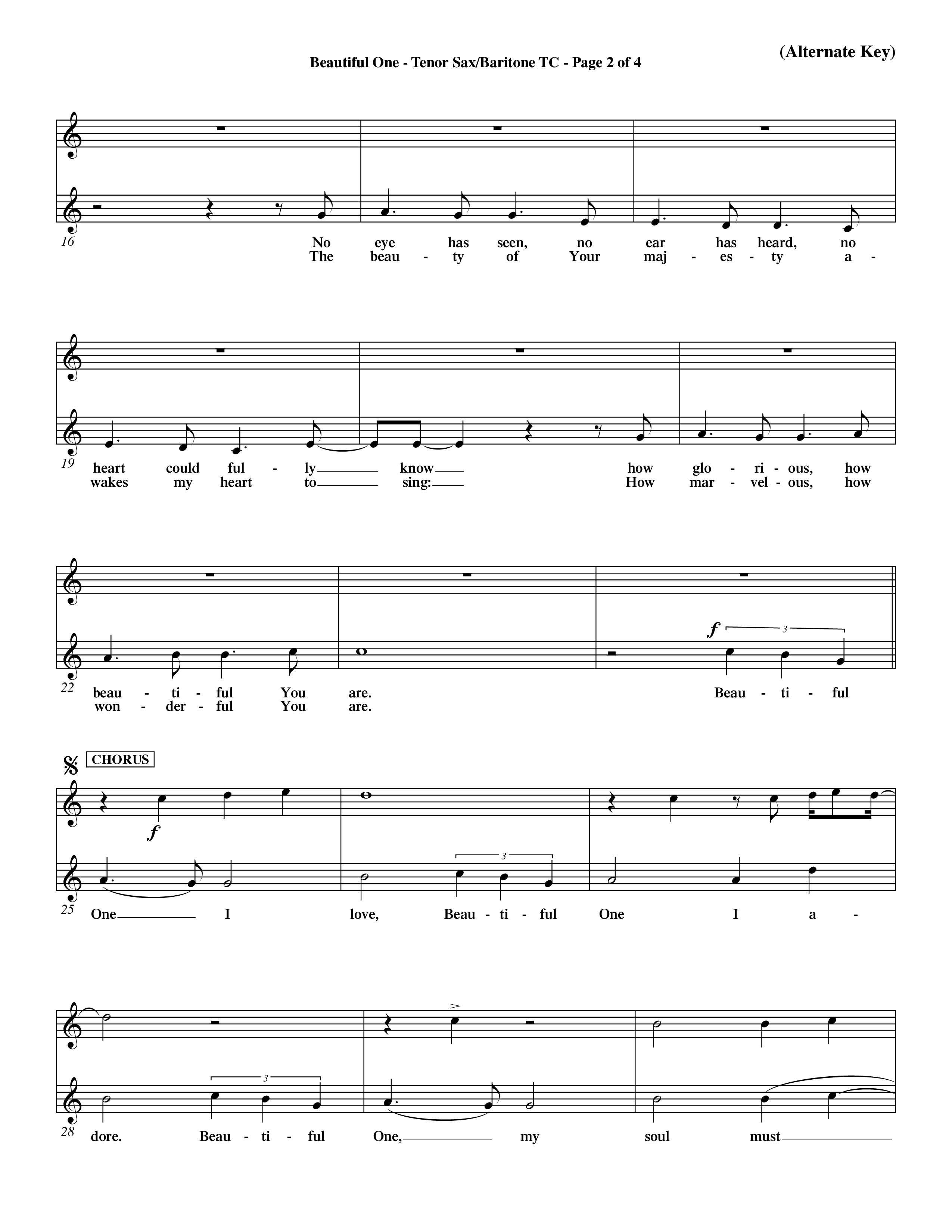 Beautiful One (Choral Anthem SATB) Tenor Sax/Baritone T.C. (Word Music Choral / Orch. Paul Nelson)